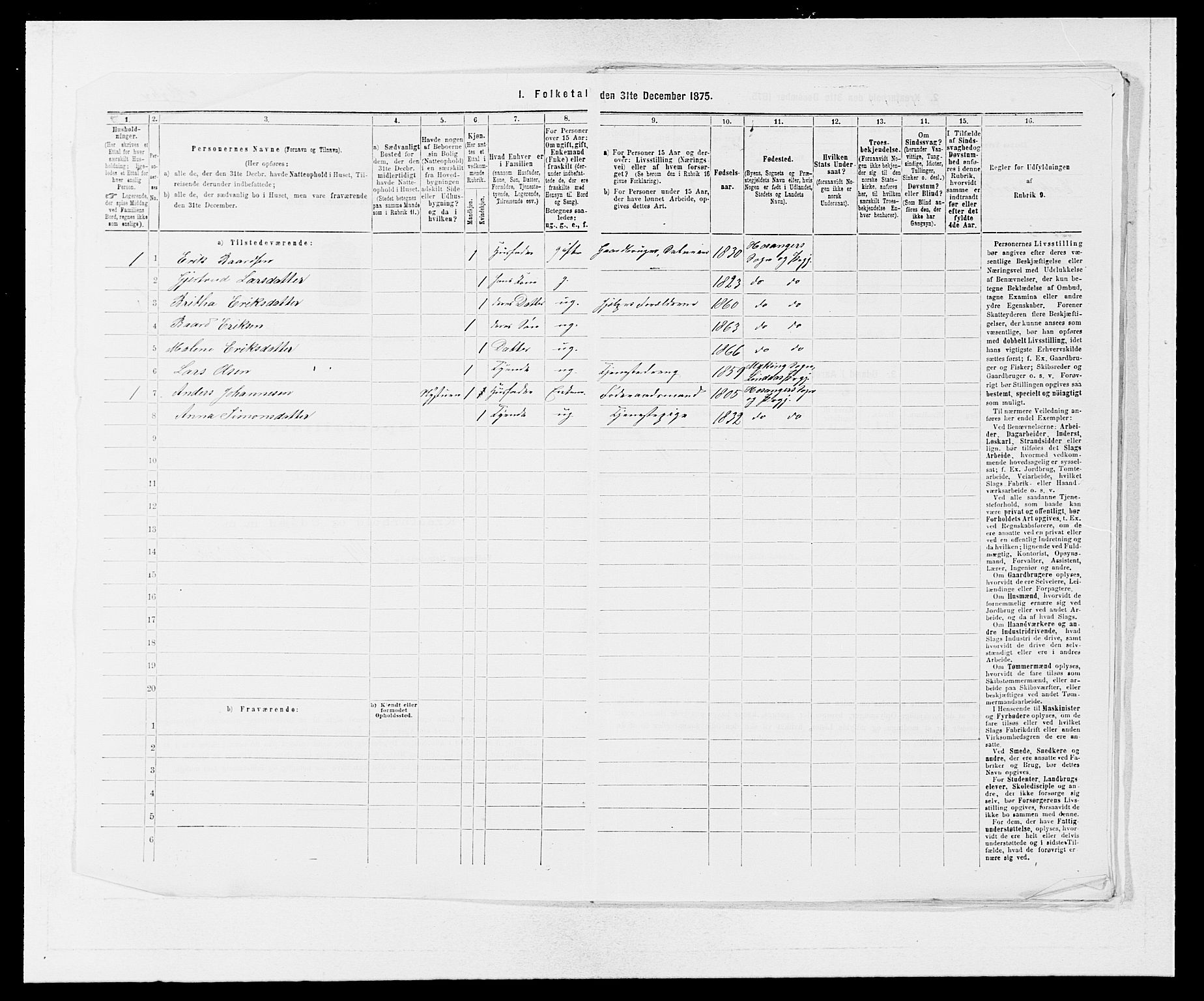 SAB, 1875 census for 1253P Hosanger, 1875, p. 776