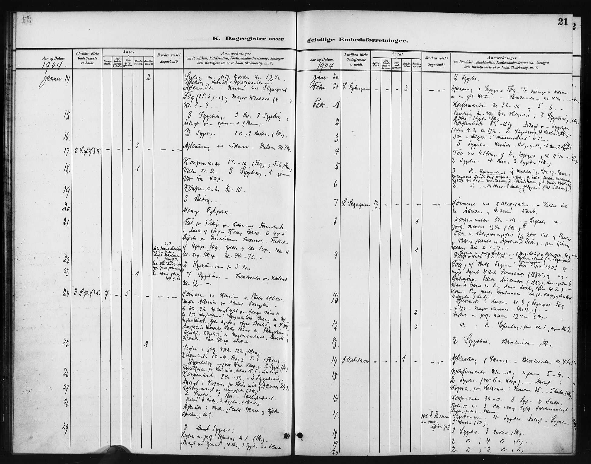 Paulus prestekontor Kirkebøker, AV/SAO-A-10871/I/Ia/L0001: Diary records no. I 1, 1901-1913, p. 21