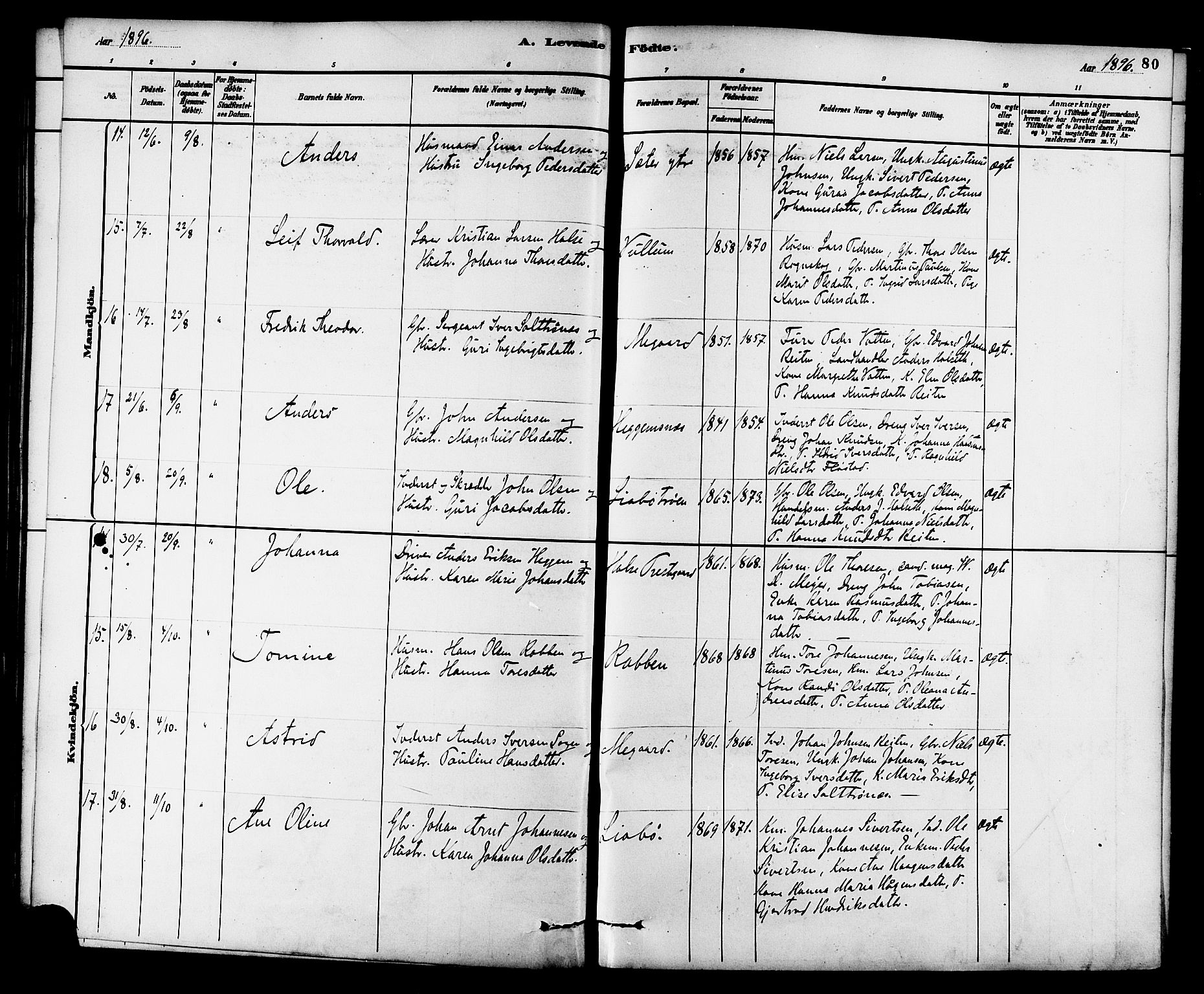 Ministerialprotokoller, klokkerbøker og fødselsregistre - Møre og Romsdal, AV/SAT-A-1454/576/L0885: Parish register (official) no. 576A03, 1880-1898, p. 80