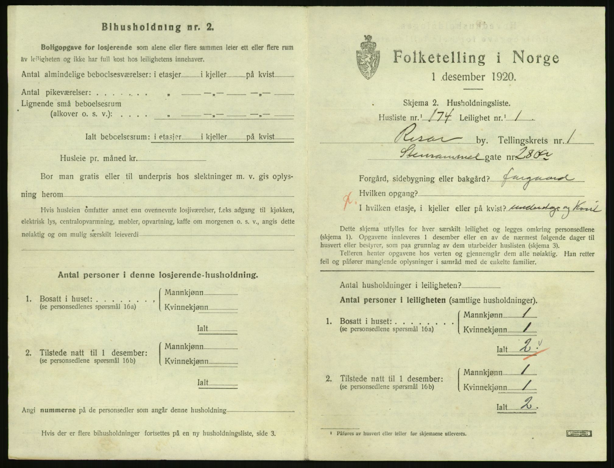 SAK, 1920 census for Risør, 1920, p. 1775