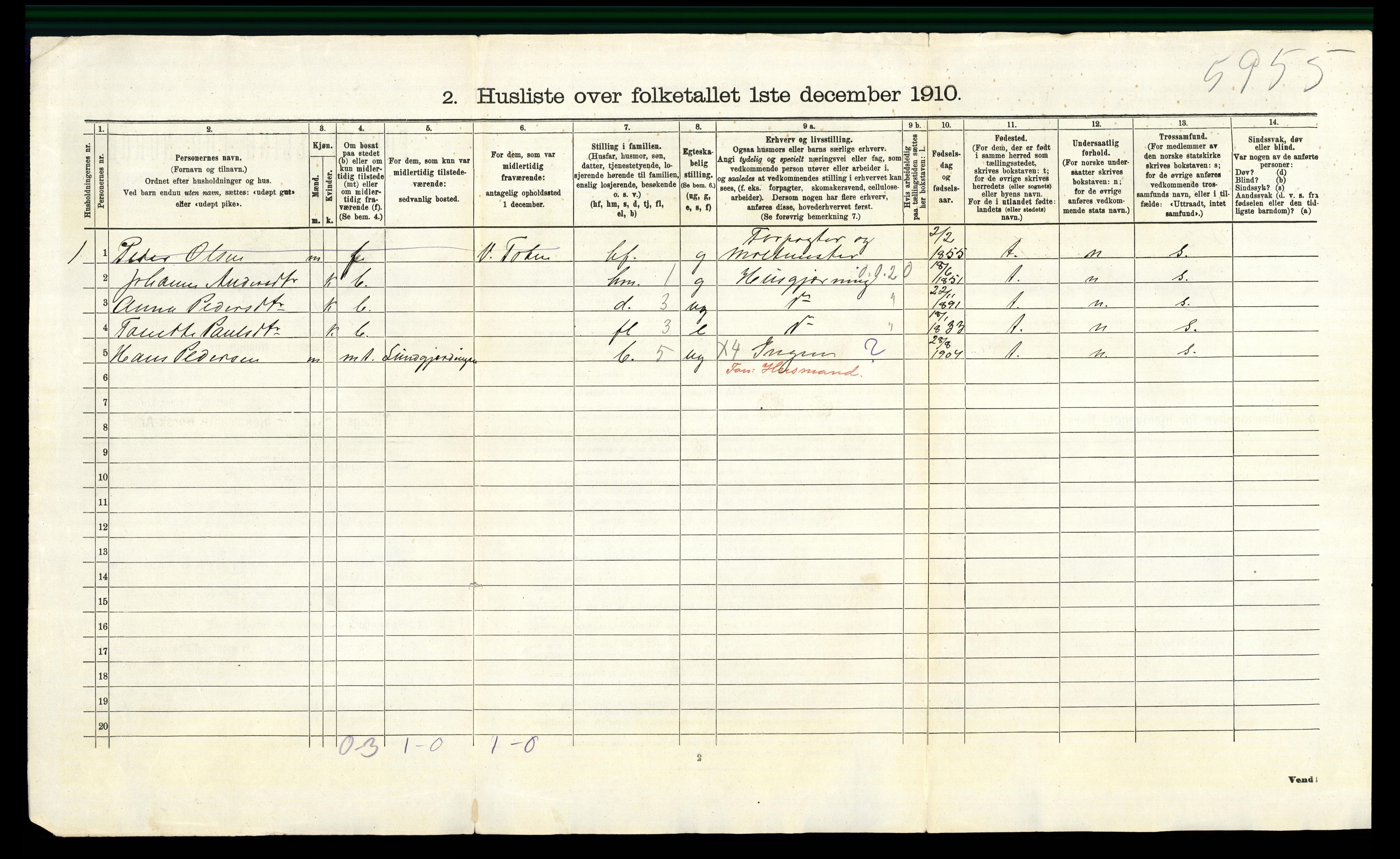 RA, 1910 census for Østre Toten, 1910, p. 1002