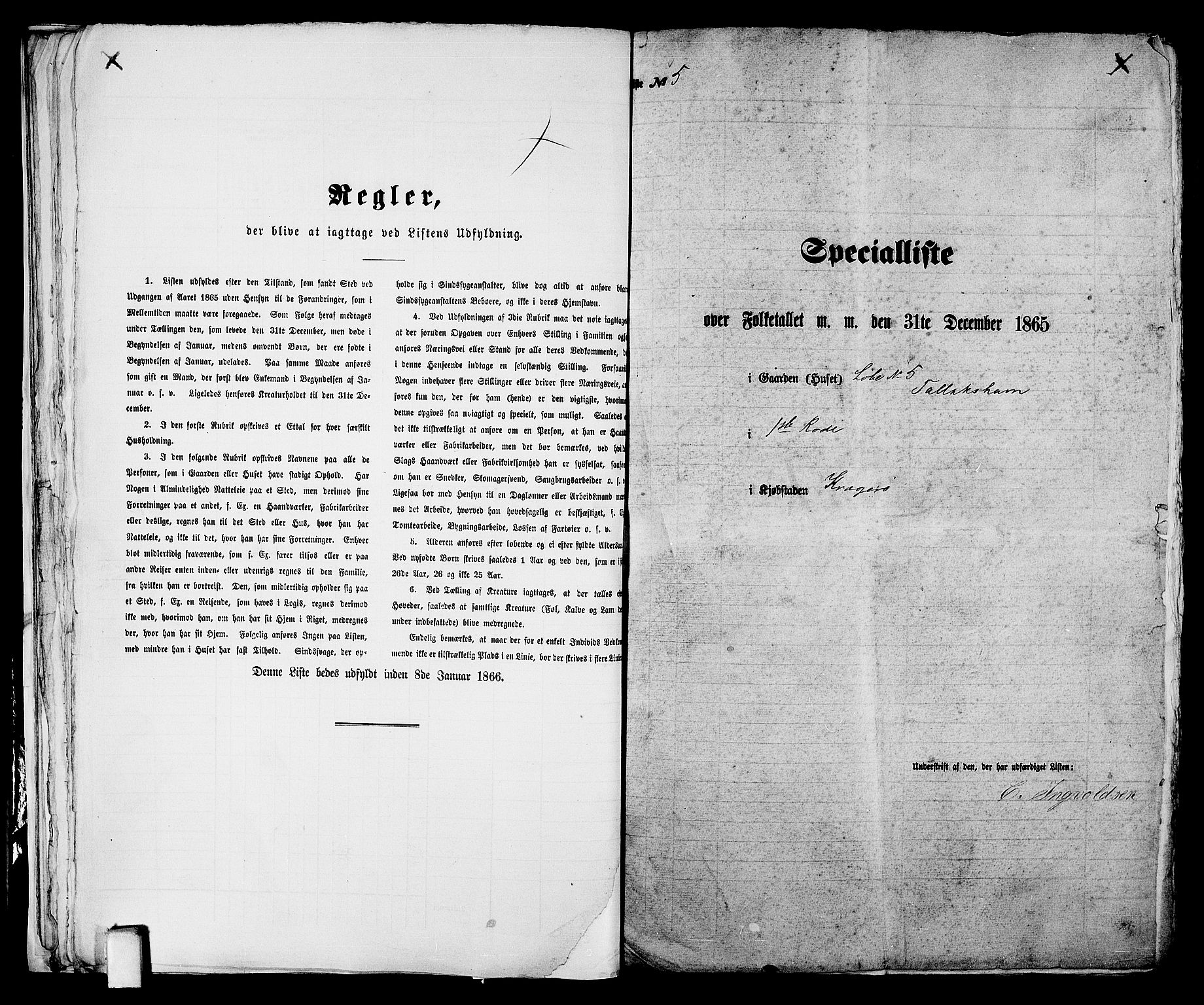 RA, 1865 census for Kragerø/Kragerø, 1865, p. 19