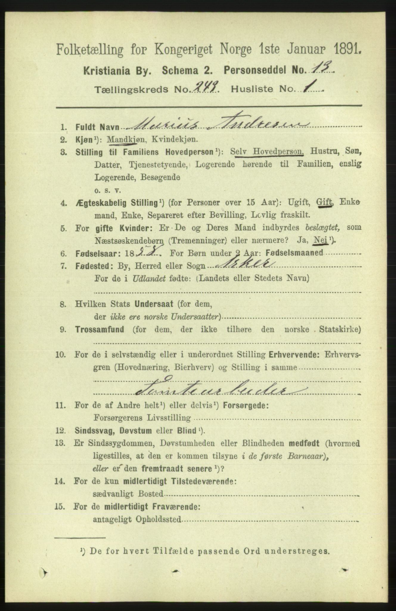 RA, 1891 census for 0301 Kristiania, 1891, p. 147818