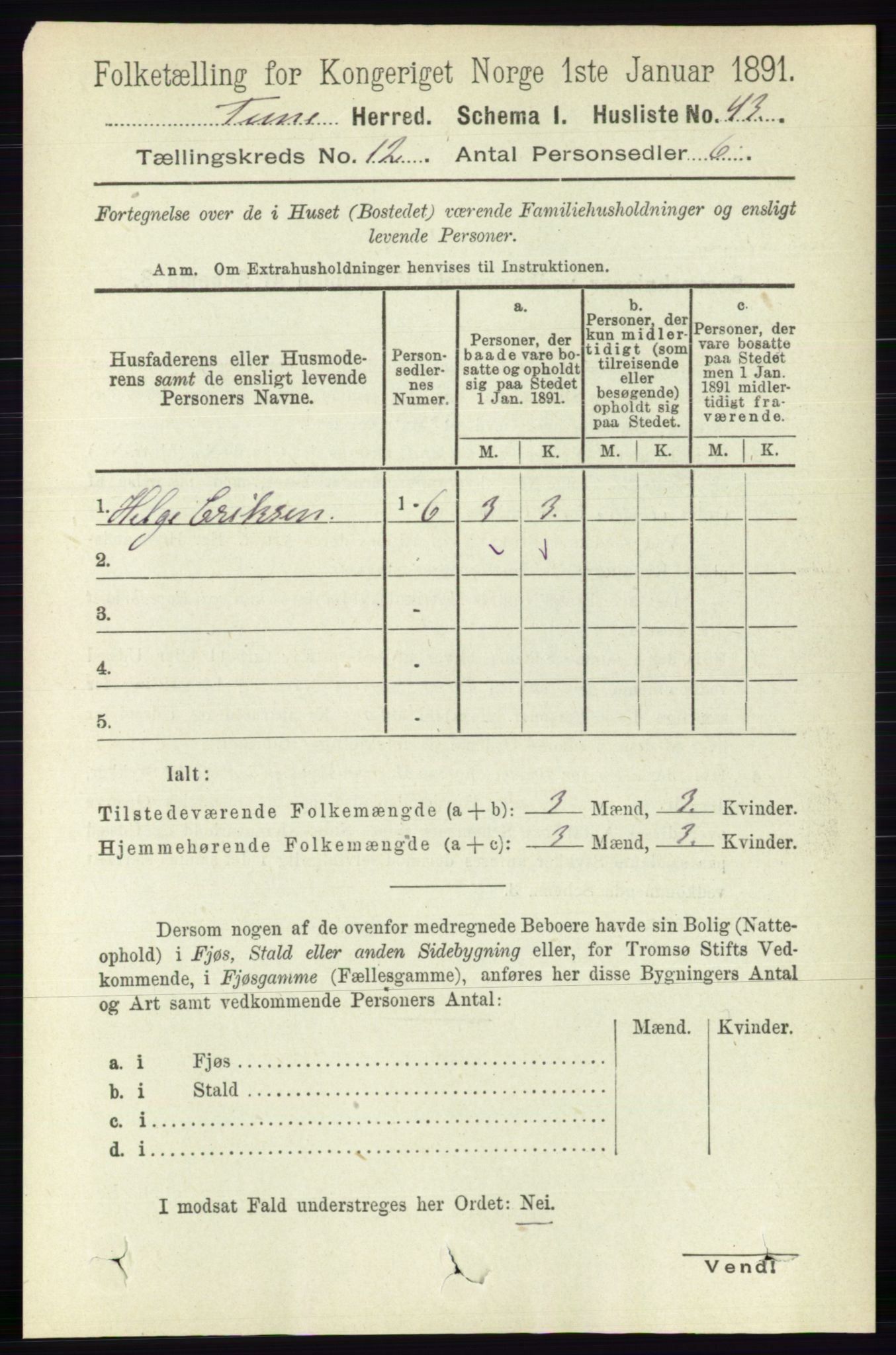 RA, 1891 census for 0130 Tune, 1891, p. 7204