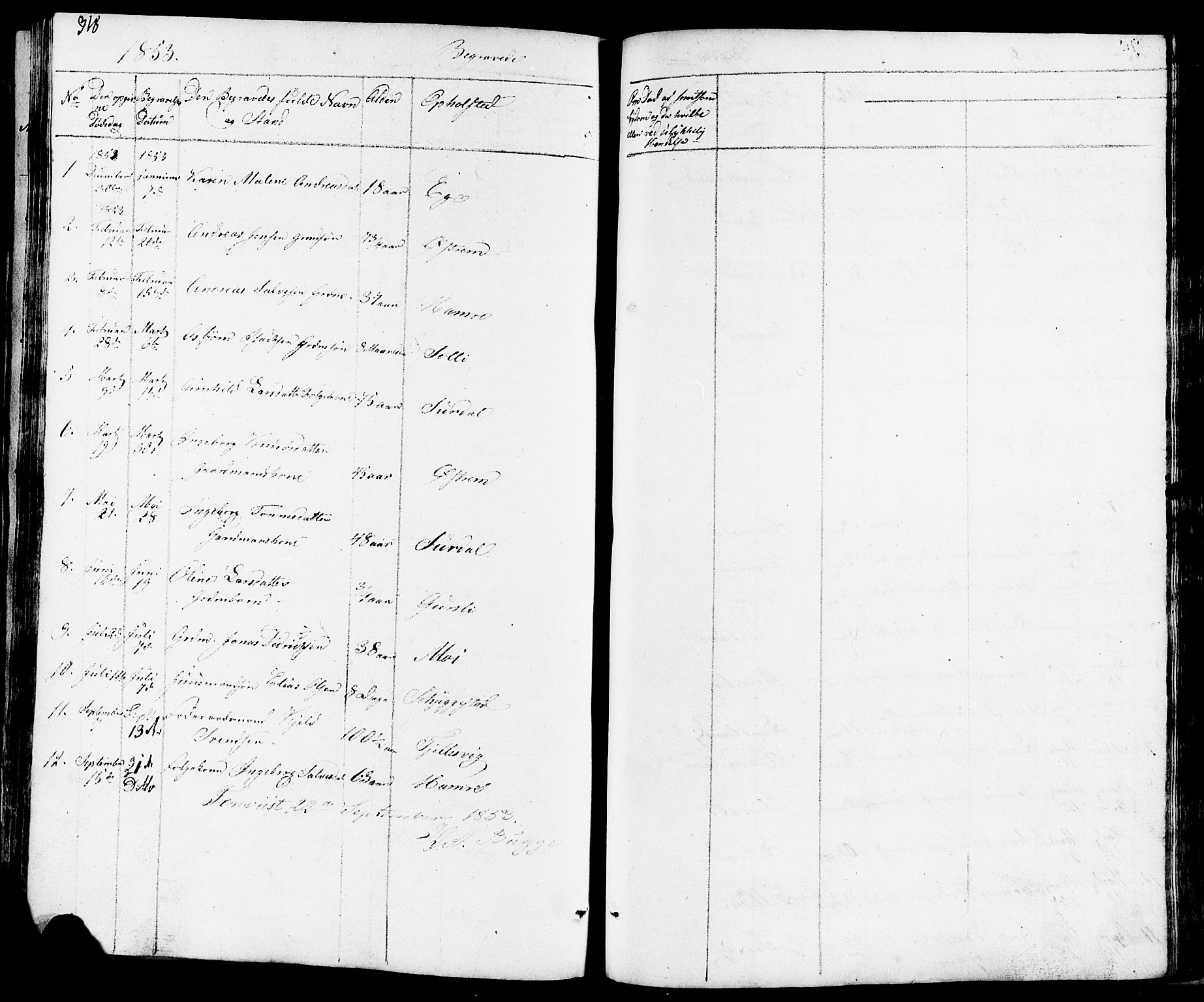 Lund sokneprestkontor, AV/SAST-A-101809/S07/L0003: Parish register (copy) no. B 3, 1848-1885, p. 318