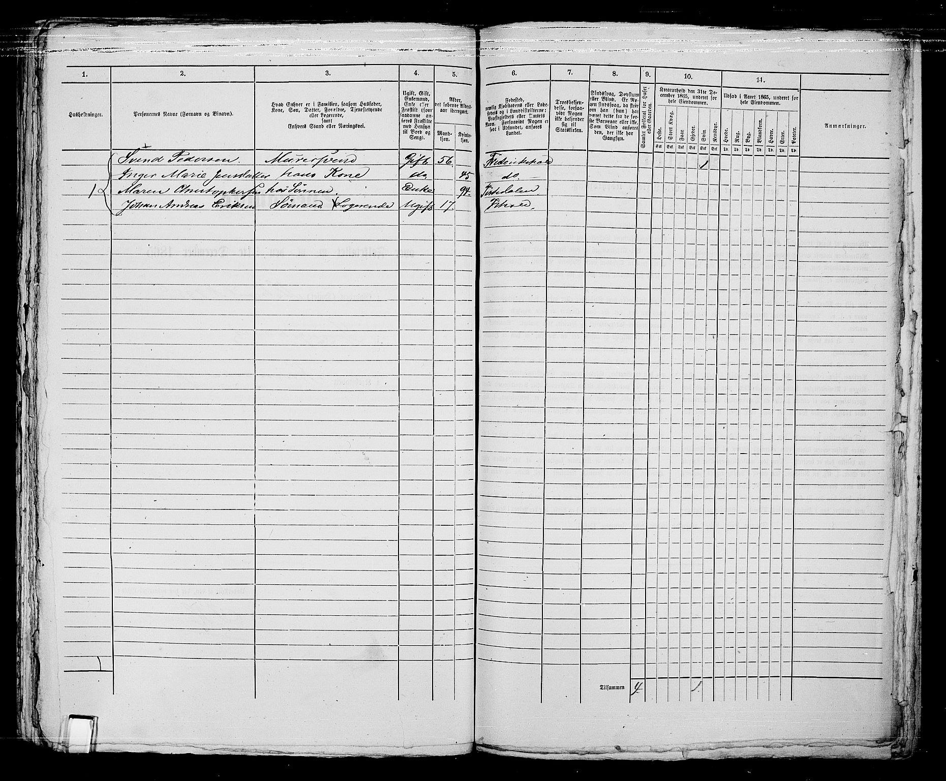 RA, 1865 census for Fredrikshald, 1865, p. 1247