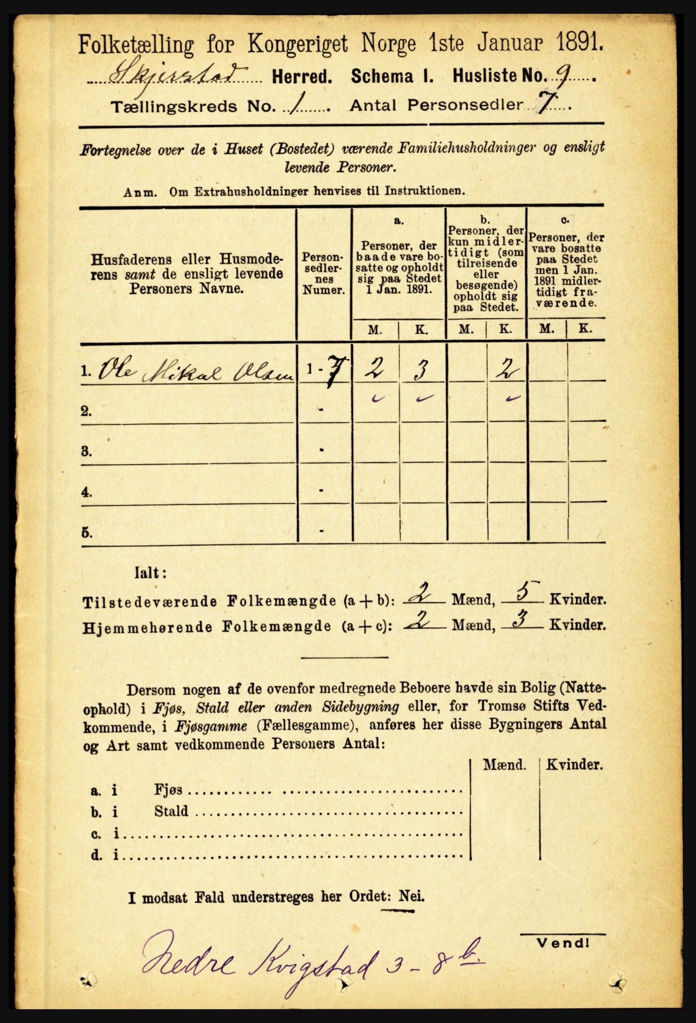 RA, 1891 census for 1842 Skjerstad, 1891, p. 42