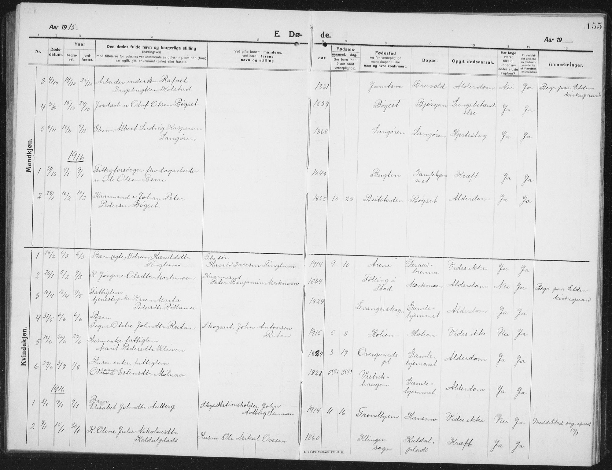 Ministerialprotokoller, klokkerbøker og fødselsregistre - Nord-Trøndelag, SAT/A-1458/742/L0413: Parish register (copy) no. 742C04, 1911-1938, p. 155