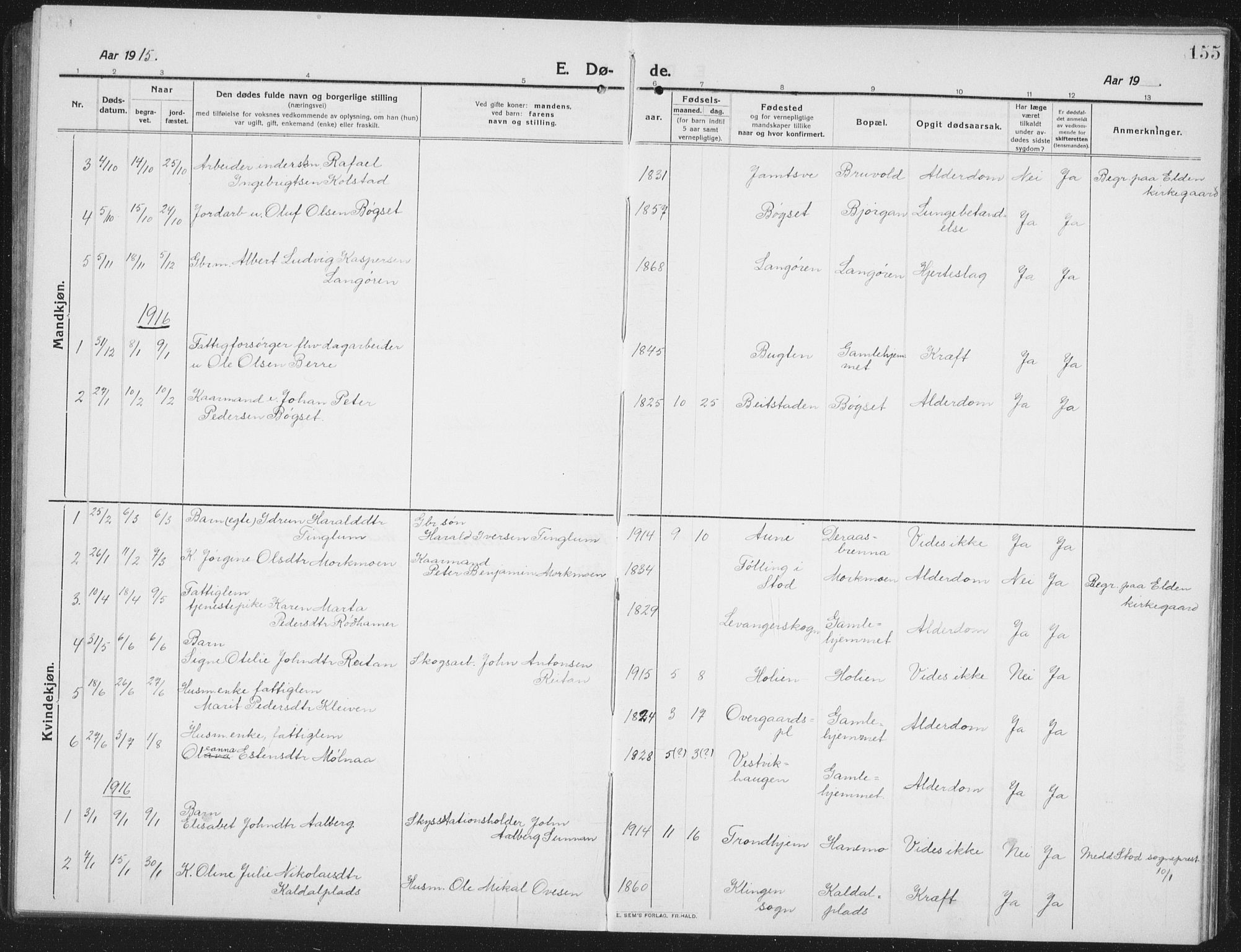 Ministerialprotokoller, klokkerbøker og fødselsregistre - Nord-Trøndelag, AV/SAT-A-1458/742/L0413: Parish register (copy) no. 742C04, 1911-1938, p. 155