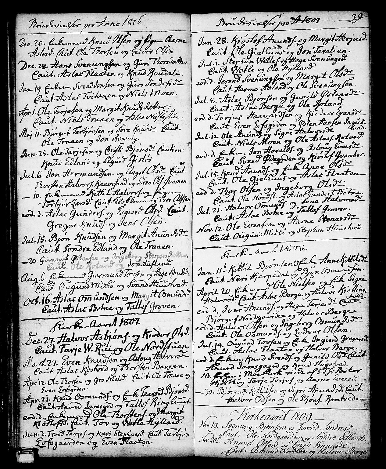 Vinje kirkebøker, AV/SAKO-A-312/F/Fa/L0002: Parish register (official) no. I 2, 1767-1814, p. 39