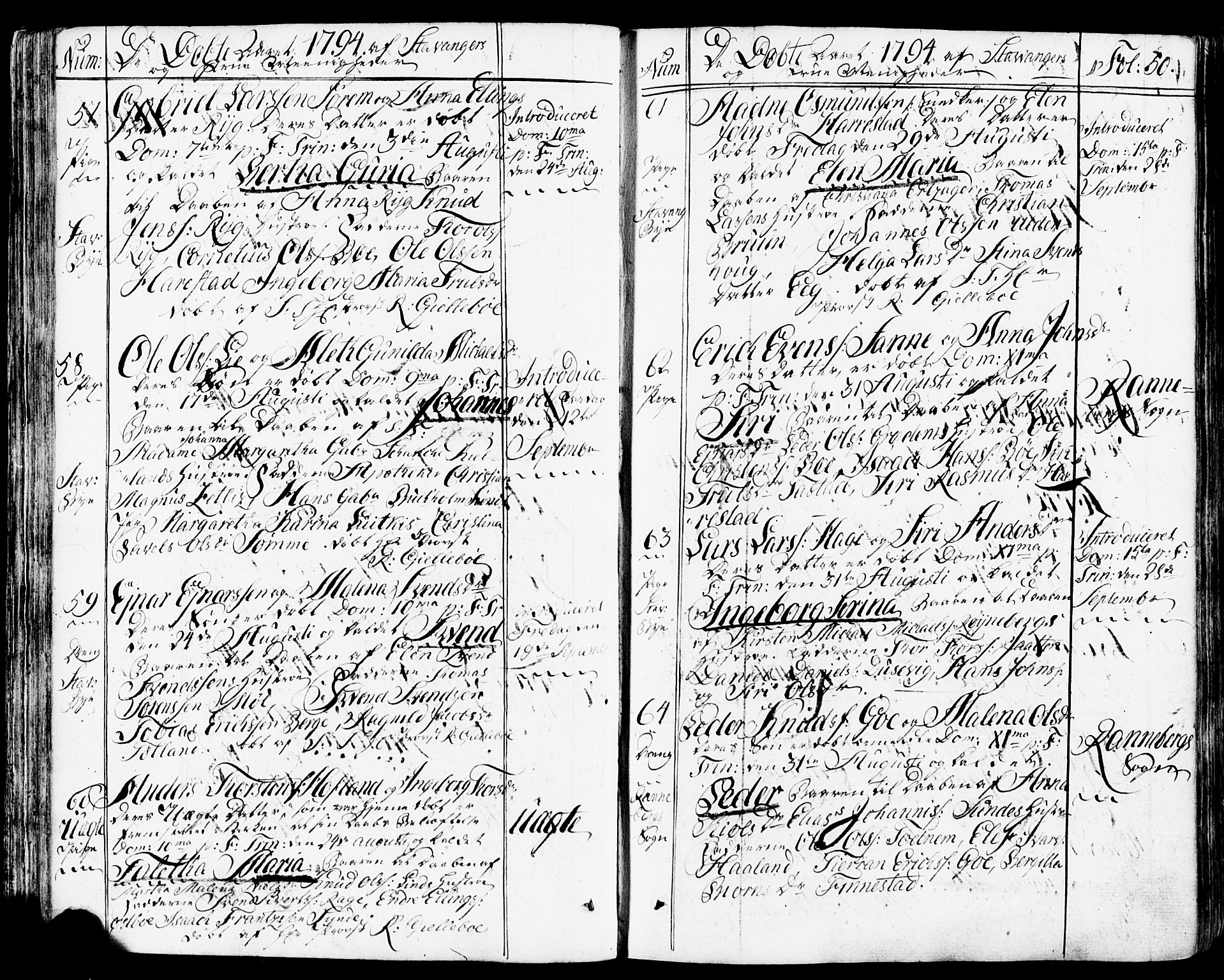 Domkirken sokneprestkontor, AV/SAST-A-101812/001/30/30BB/L0007: Parish register (copy) no. B 7, 1791-1813, p. 50