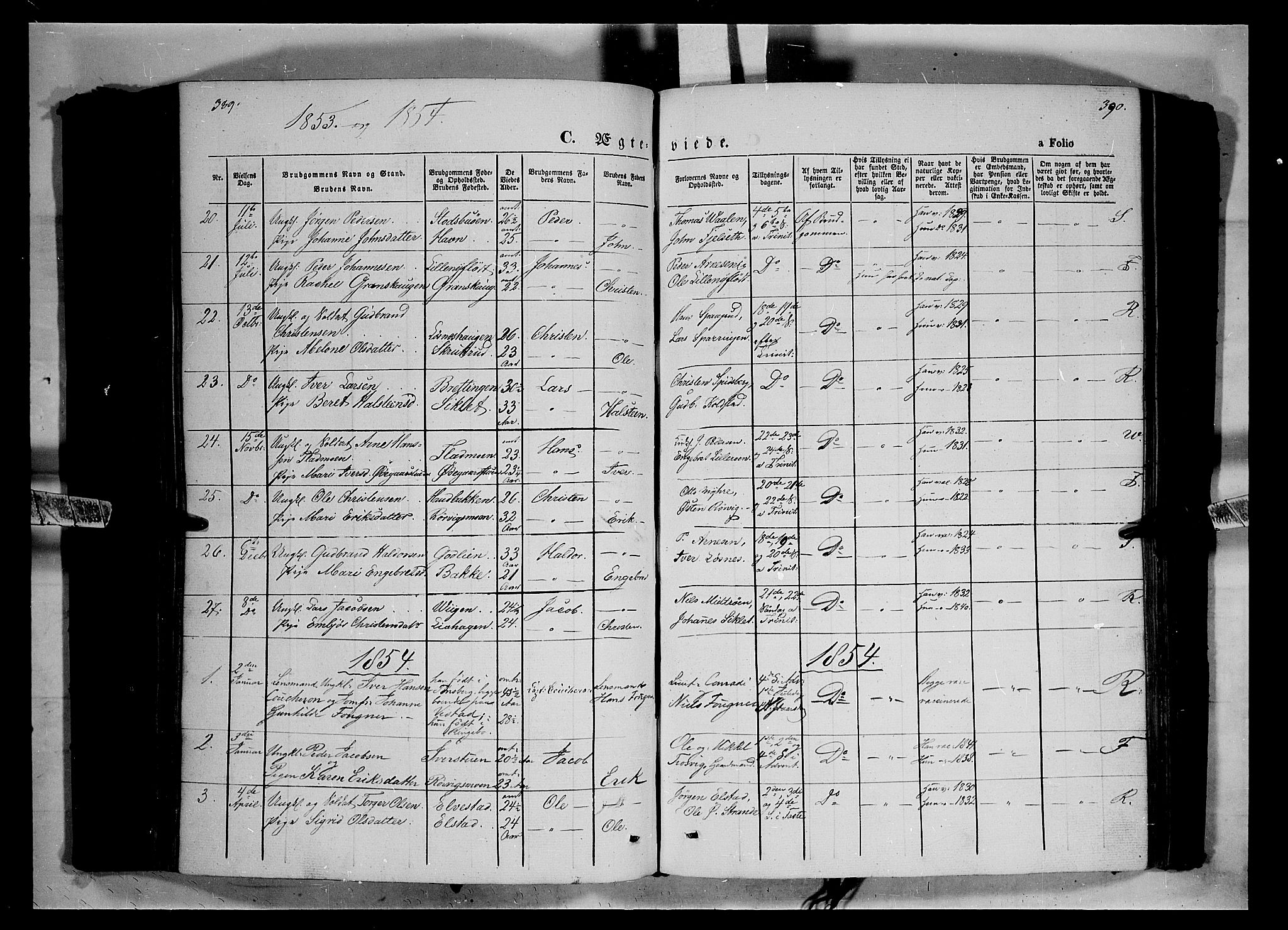 Ringebu prestekontor, SAH/PREST-082/H/Ha/Haa/L0006: Parish register (official) no. 6, 1848-1859, p. 389-390
