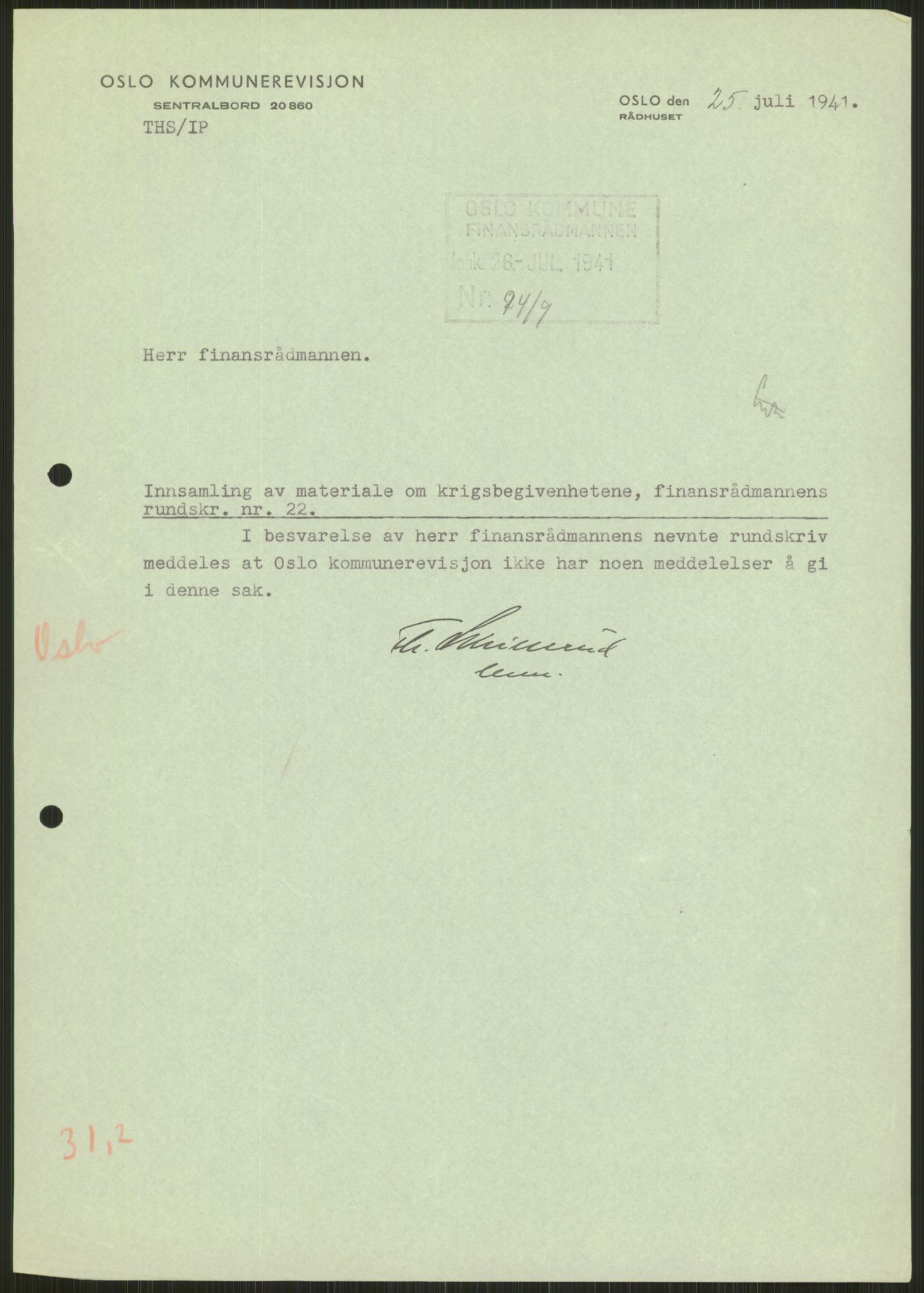 Forsvaret, Forsvarets krigshistoriske avdeling, AV/RA-RAFA-2017/Y/Ya/L0013: II-C-11-31 - Fylkesmenn.  Rapporter om krigsbegivenhetene 1940., 1940, p. 593