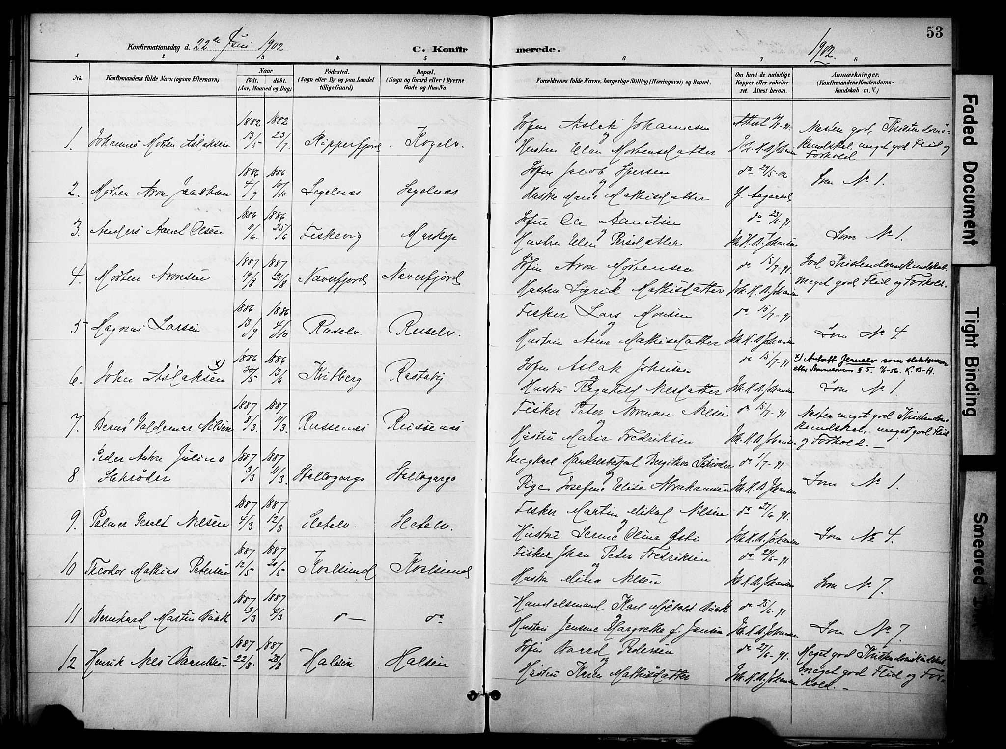 Hammerfest sokneprestkontor, SATØ/S-1347/H/Ha/L0012.kirke: Parish register (official) no. 12, 1898-1908, p. 53