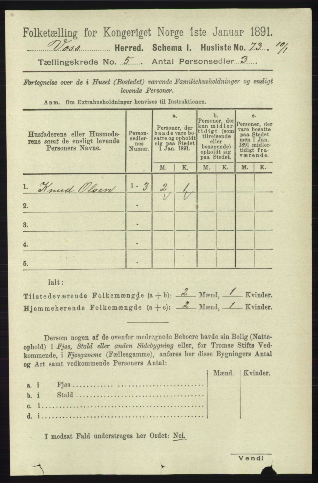 RA, 1891 census for 1235 Voss, 1891, p. 2685