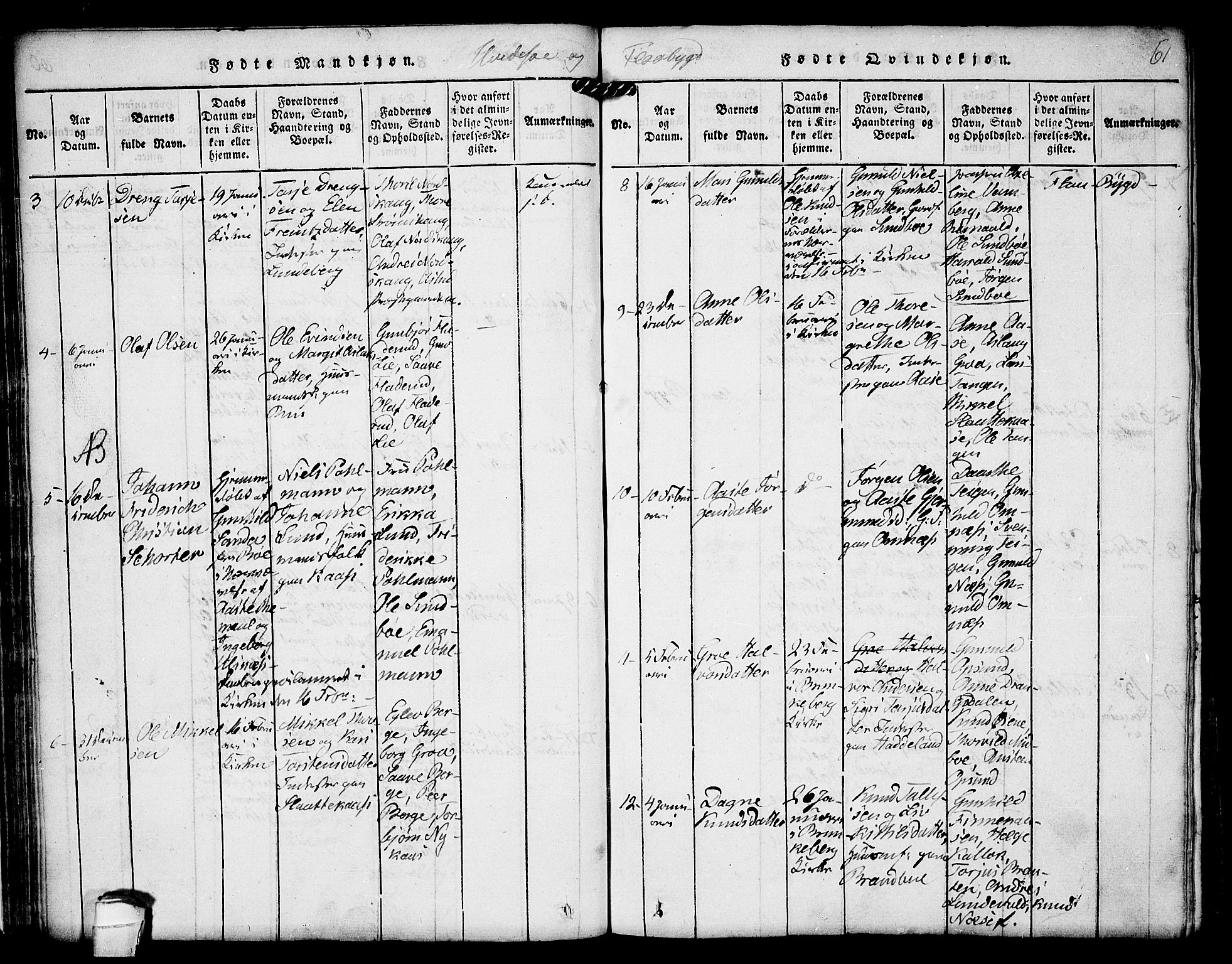 Kviteseid kirkebøker, SAKO/A-276/F/Fc/L0001: Parish register (official) no. III 1, 1815-1836, p. 61
