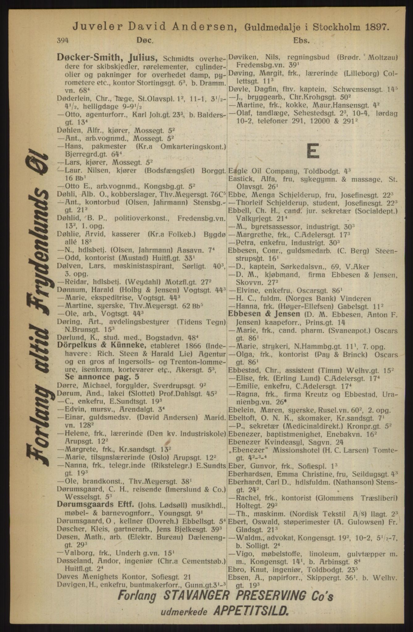 Kristiania/Oslo adressebok, PUBL/-, 1914, p. 394
