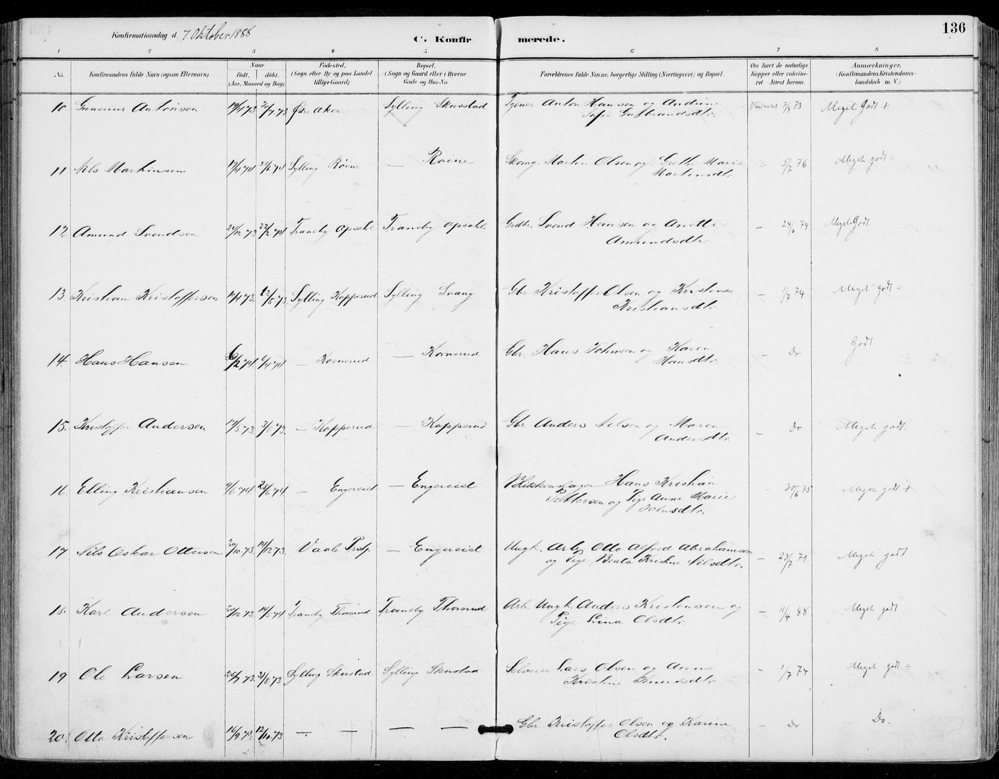 Sylling kirkebøker, AV/SAKO-A-247/F/Fa/L0001: Parish register (official) no. 1, 1883-1910, p. 136