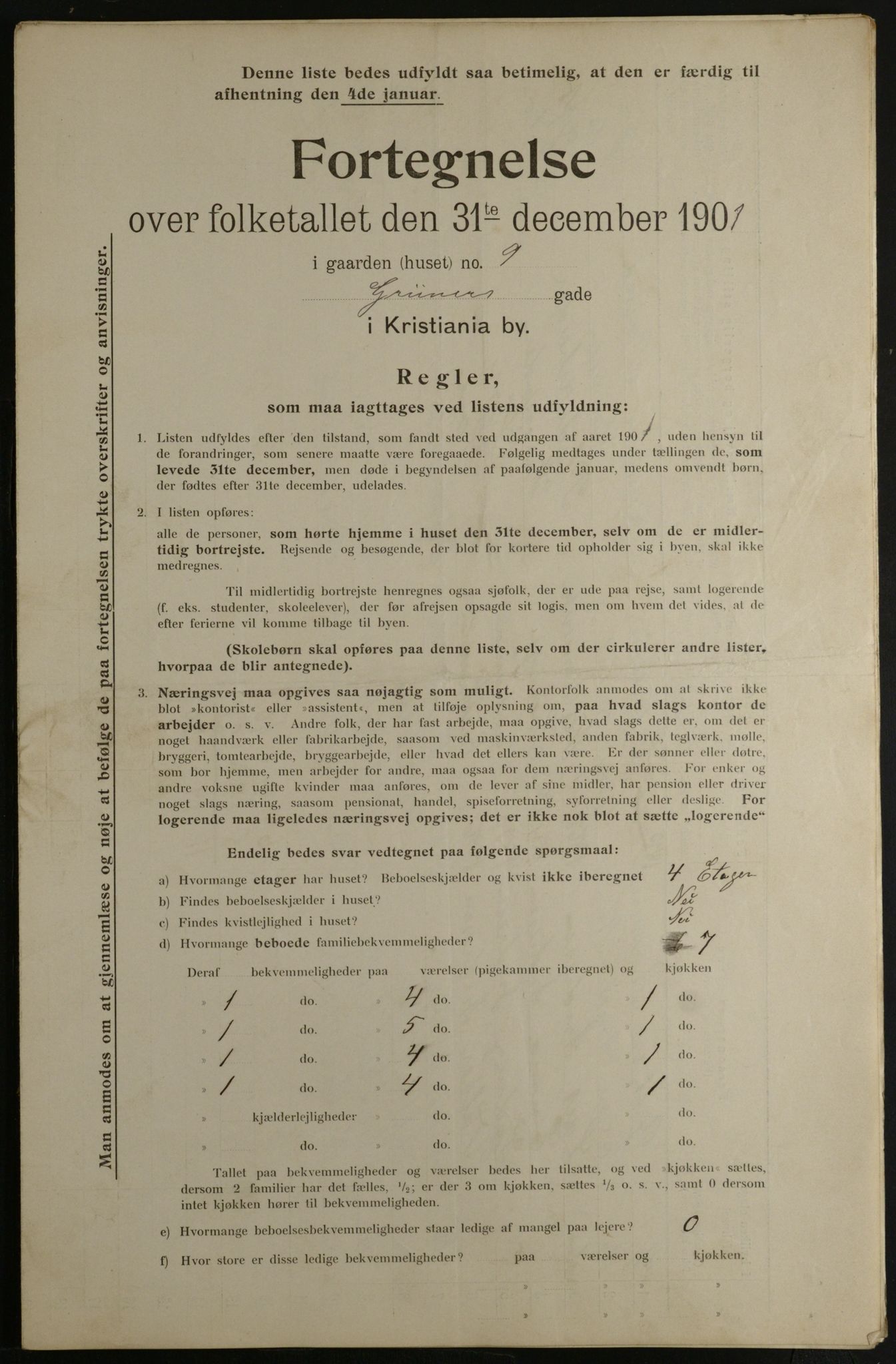 OBA, Municipal Census 1901 for Kristiania, 1901, p. 5005