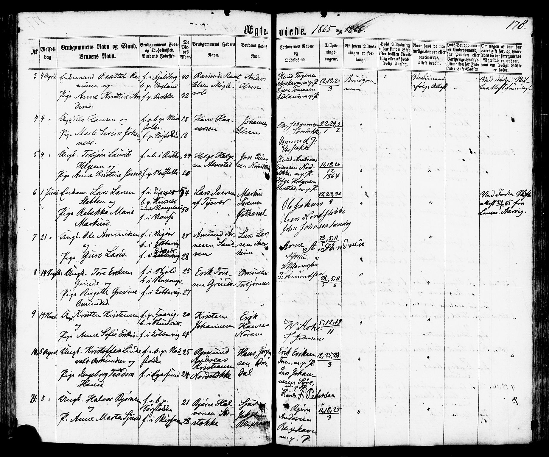Avaldsnes sokneprestkontor, SAST/A -101851/H/Ha/Haa/L0011: Parish register (official) no. A 11, 1861-1880, p. 178