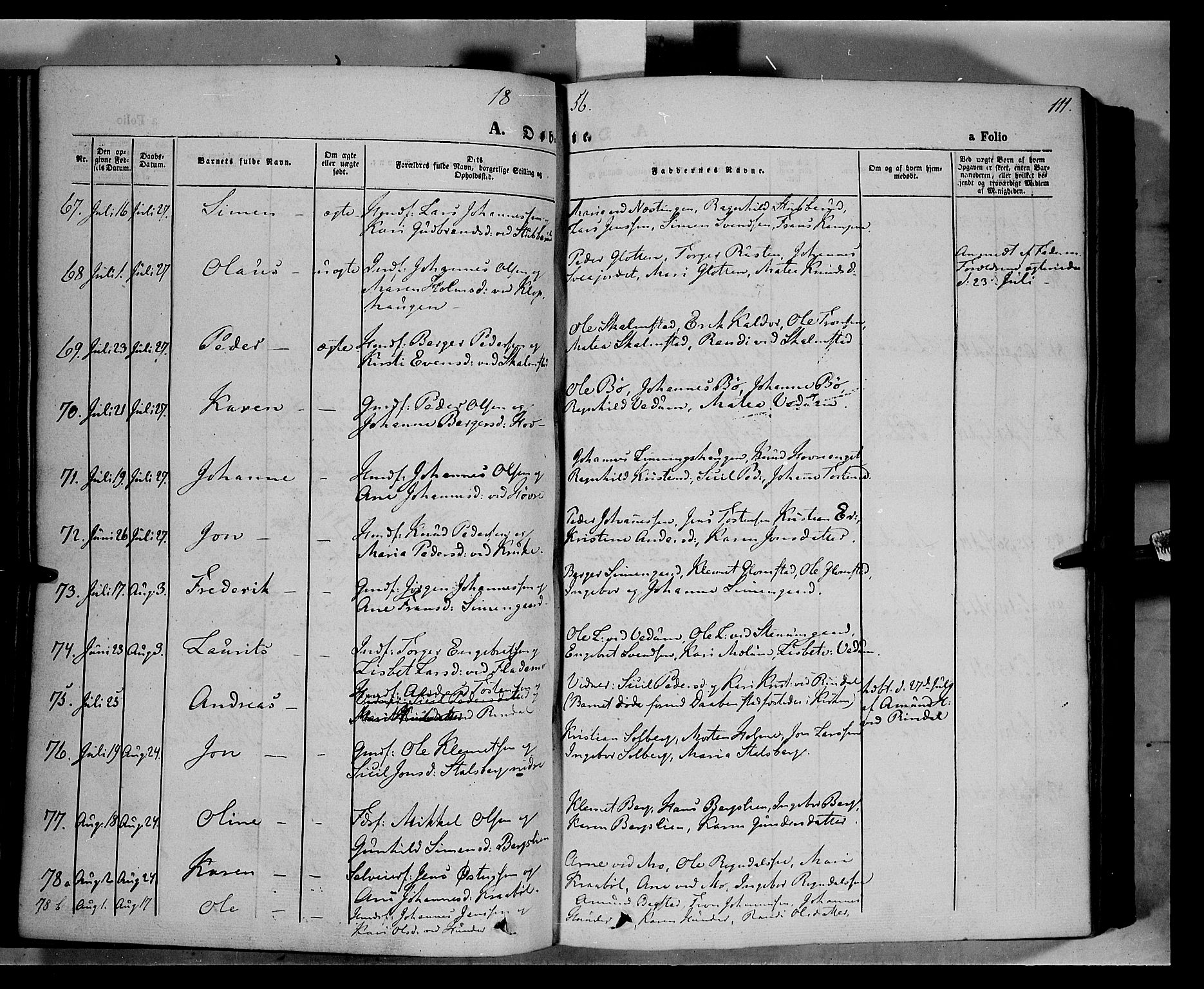 Øyer prestekontor, AV/SAH-PREST-084/H/Ha/Haa/L0005: Parish register (official) no. 5, 1842-1857, p. 111