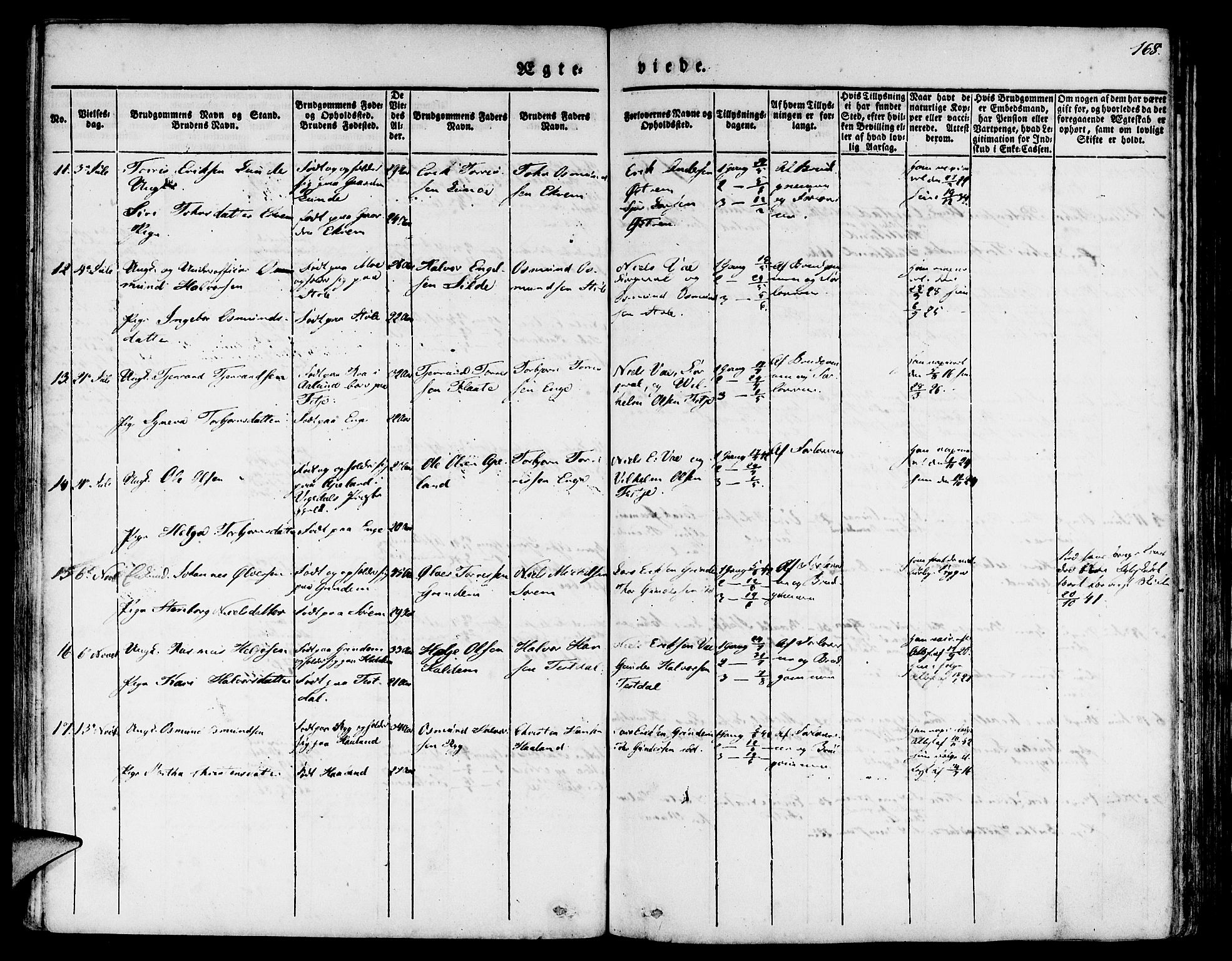 Etne sokneprestembete, AV/SAB-A-75001/H/Haa: Parish register (official) no. A 7, 1831-1847, p. 168