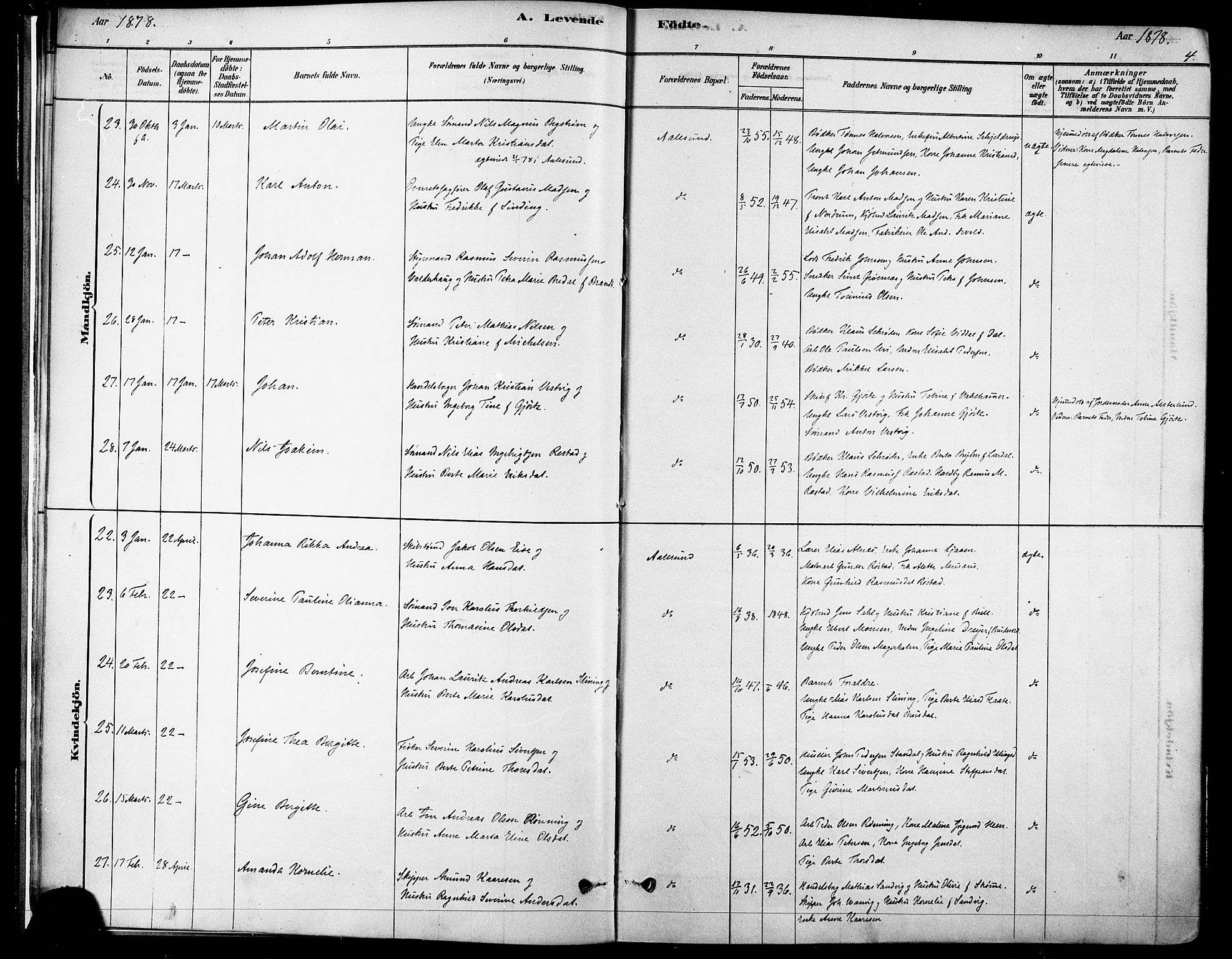 Ministerialprotokoller, klokkerbøker og fødselsregistre - Møre og Romsdal, AV/SAT-A-1454/529/L0454: Parish register (official) no. 529A04, 1878-1885, p. 4