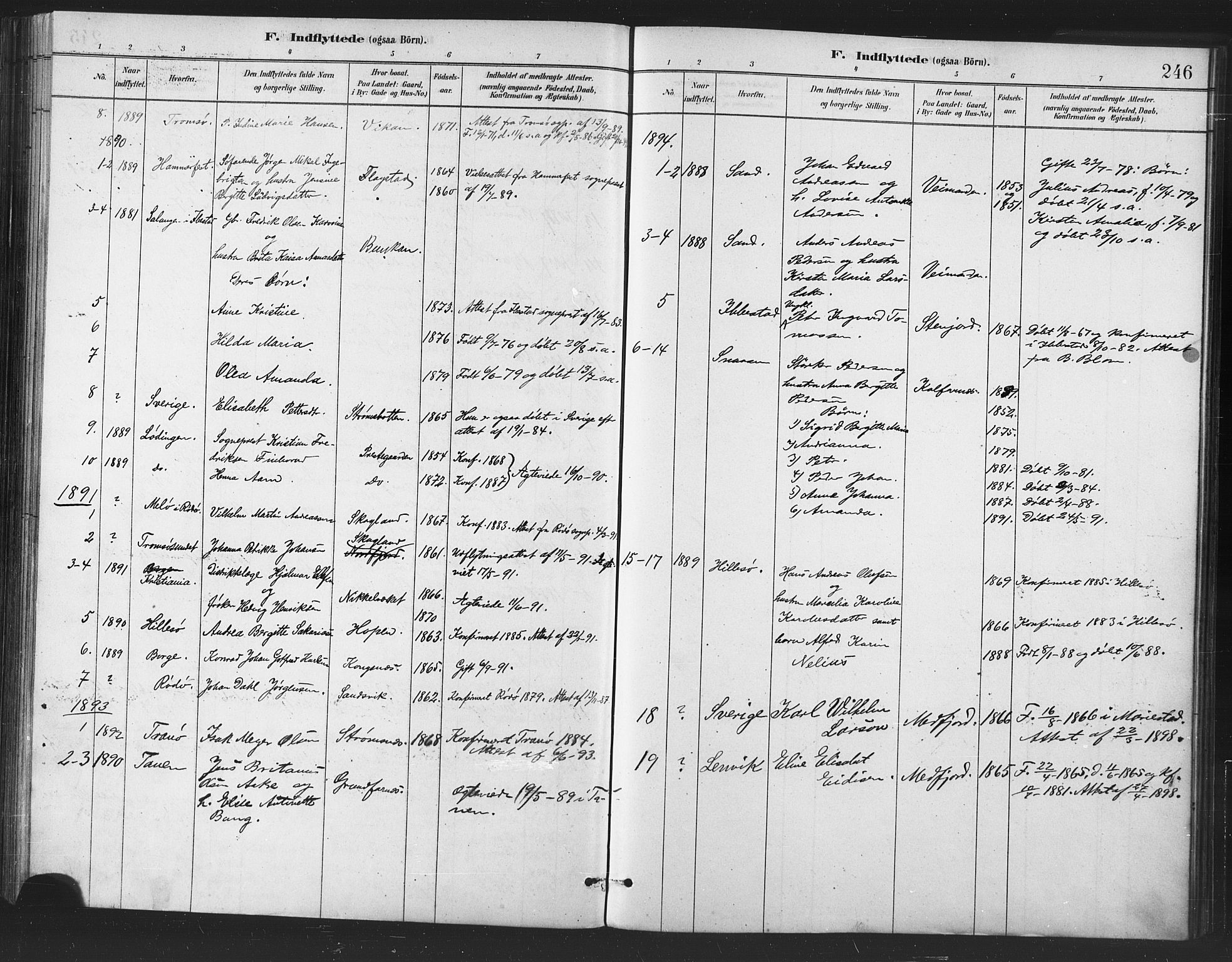 Berg sokneprestkontor, SATØ/S-1318/G/Ga/Gaa/L0004kirke: Parish register (official) no. 4, 1880-1894, p. 246