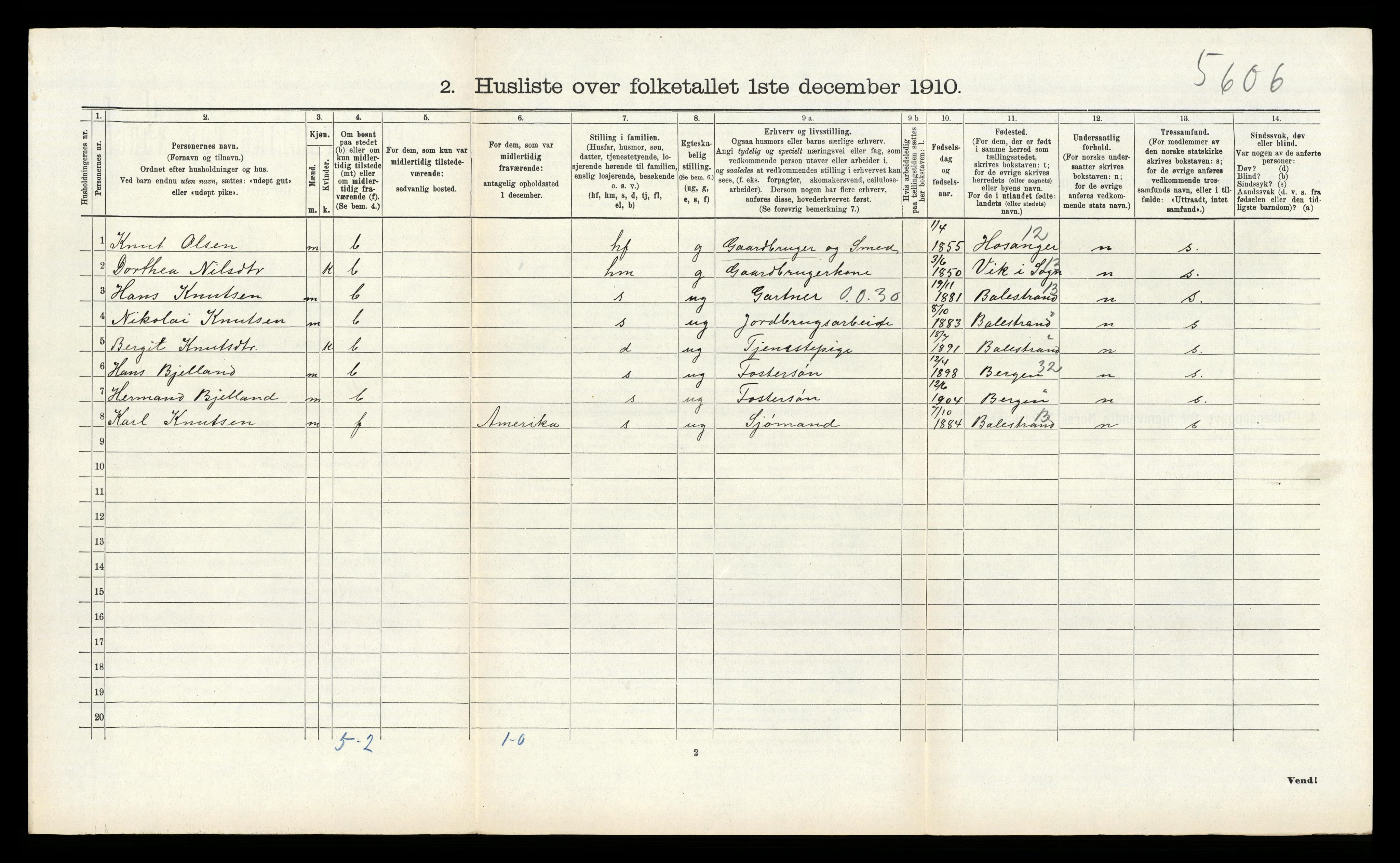 RA, 1910 census for Alversund, 1910, p. 817