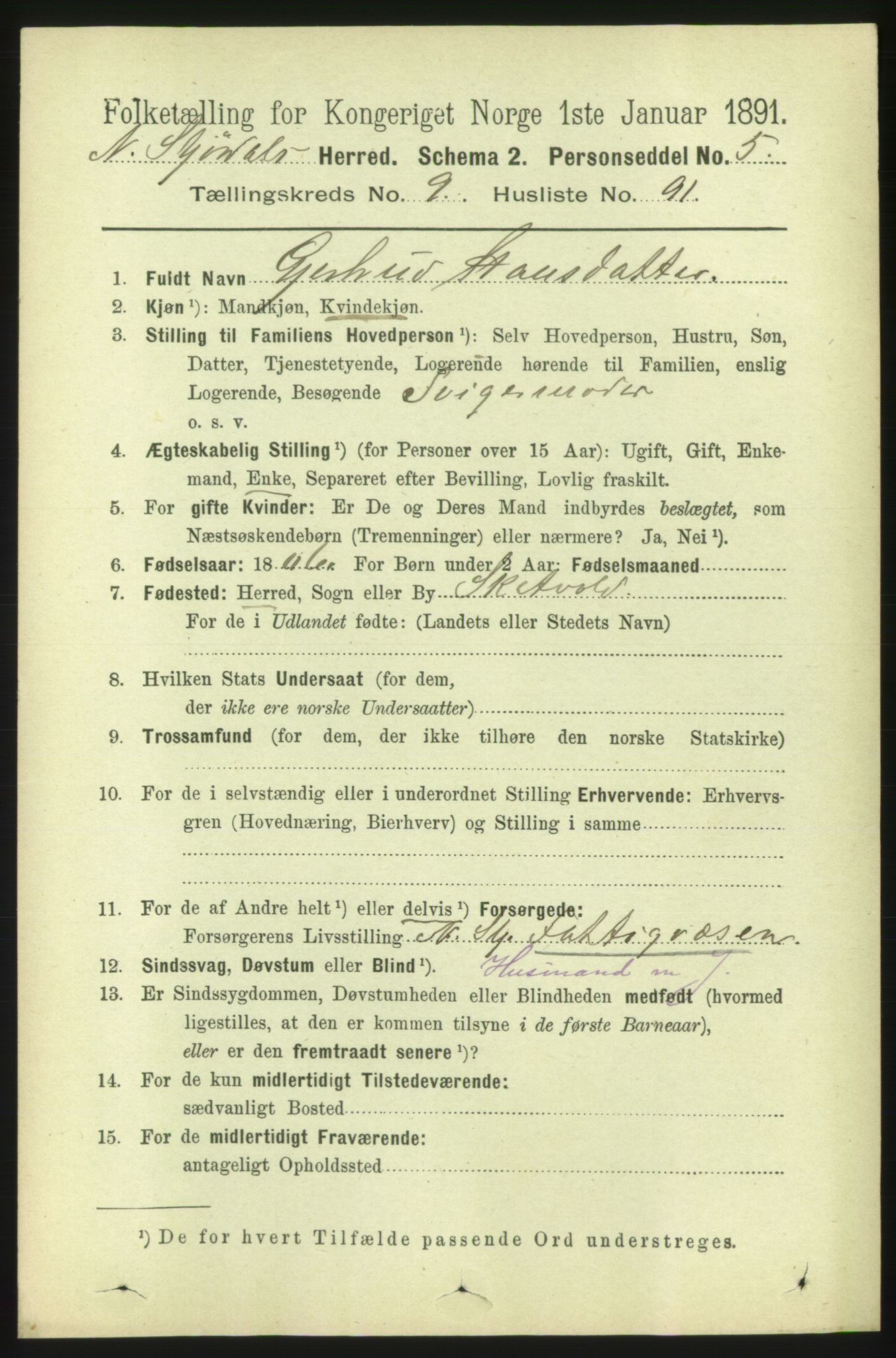 RA, 1891 census for 1714 Nedre Stjørdal, 1891, p. 5373