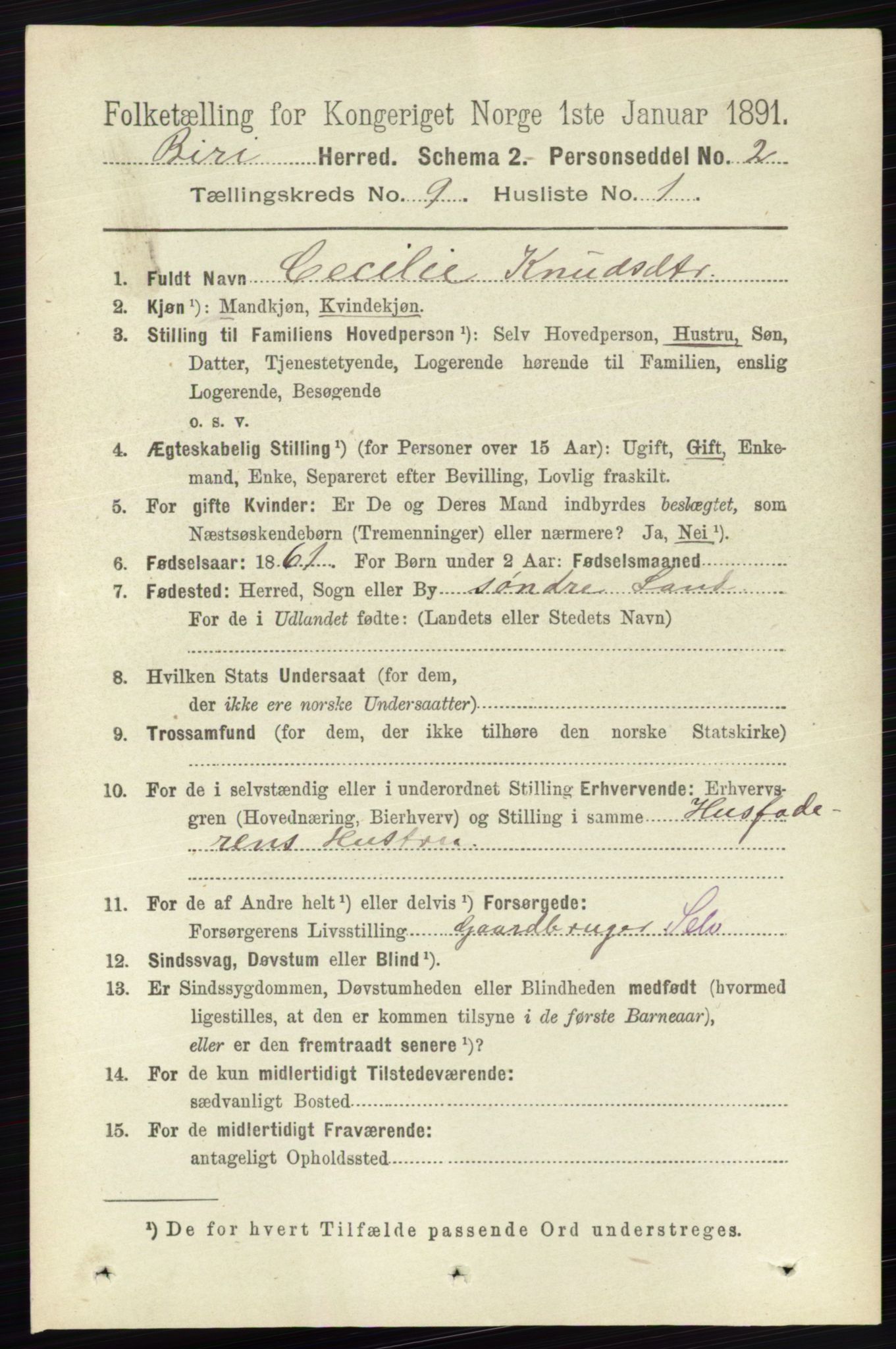 RA, 1891 census for 0525 Biri, 1891, p. 3388