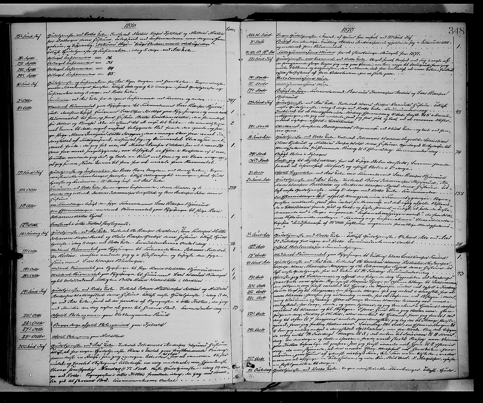 Vestre Toten prestekontor, SAH/PREST-108/H/Ha/Haa/L0008: Parish register (official) no. 8, 1870-1877, p. 348