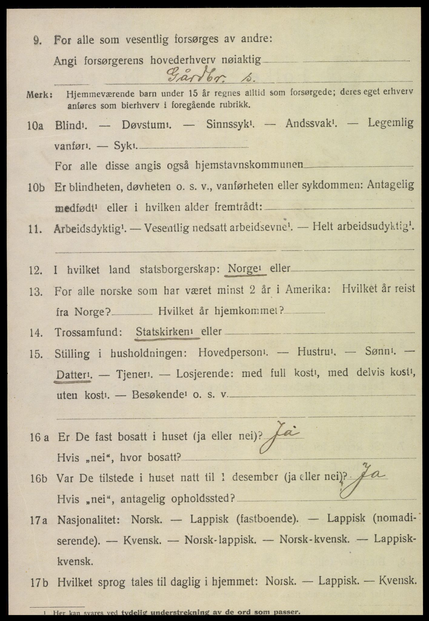 SAT, 1920 census for Snåsa, 1920, p. 1047