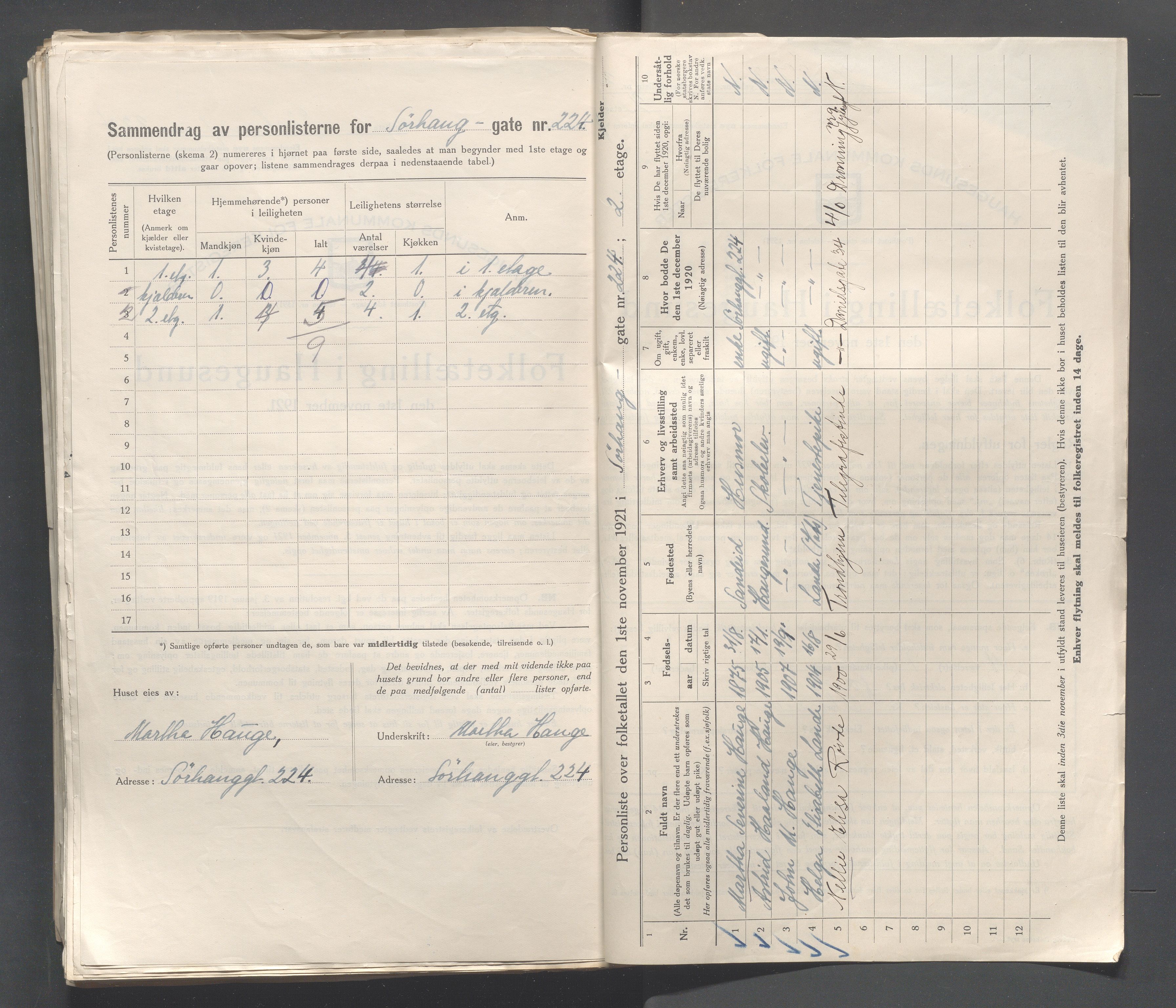 IKAR, Local census 1.11.1921 for Haugesund, 1921, p. 5377