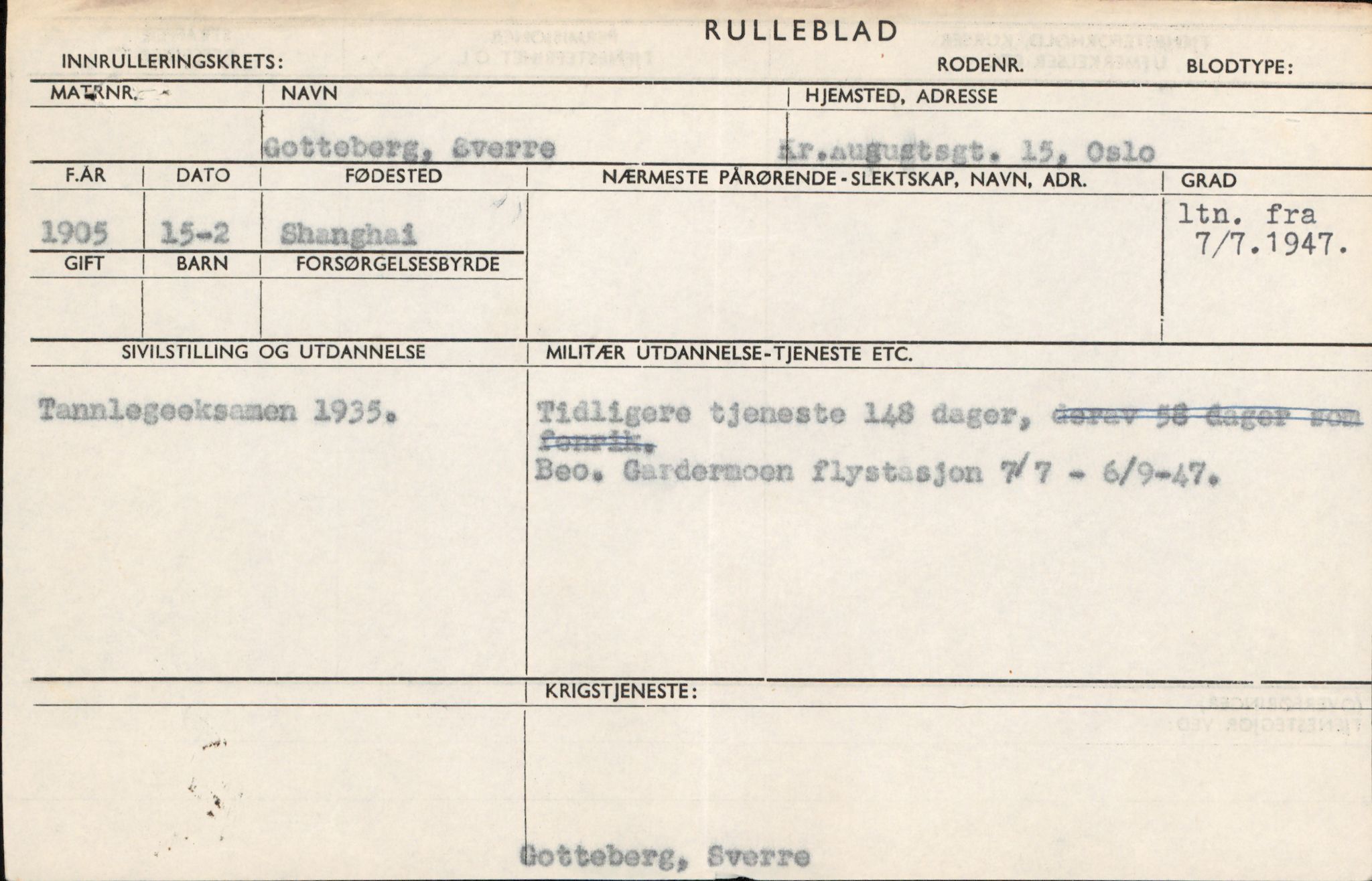 Forsvaret, Forsvarets overkommando/Luftforsvarsstaben, AV/RA-RAFA-4079/P/Pa/L0013: Personellmapper, 1905, p. 109