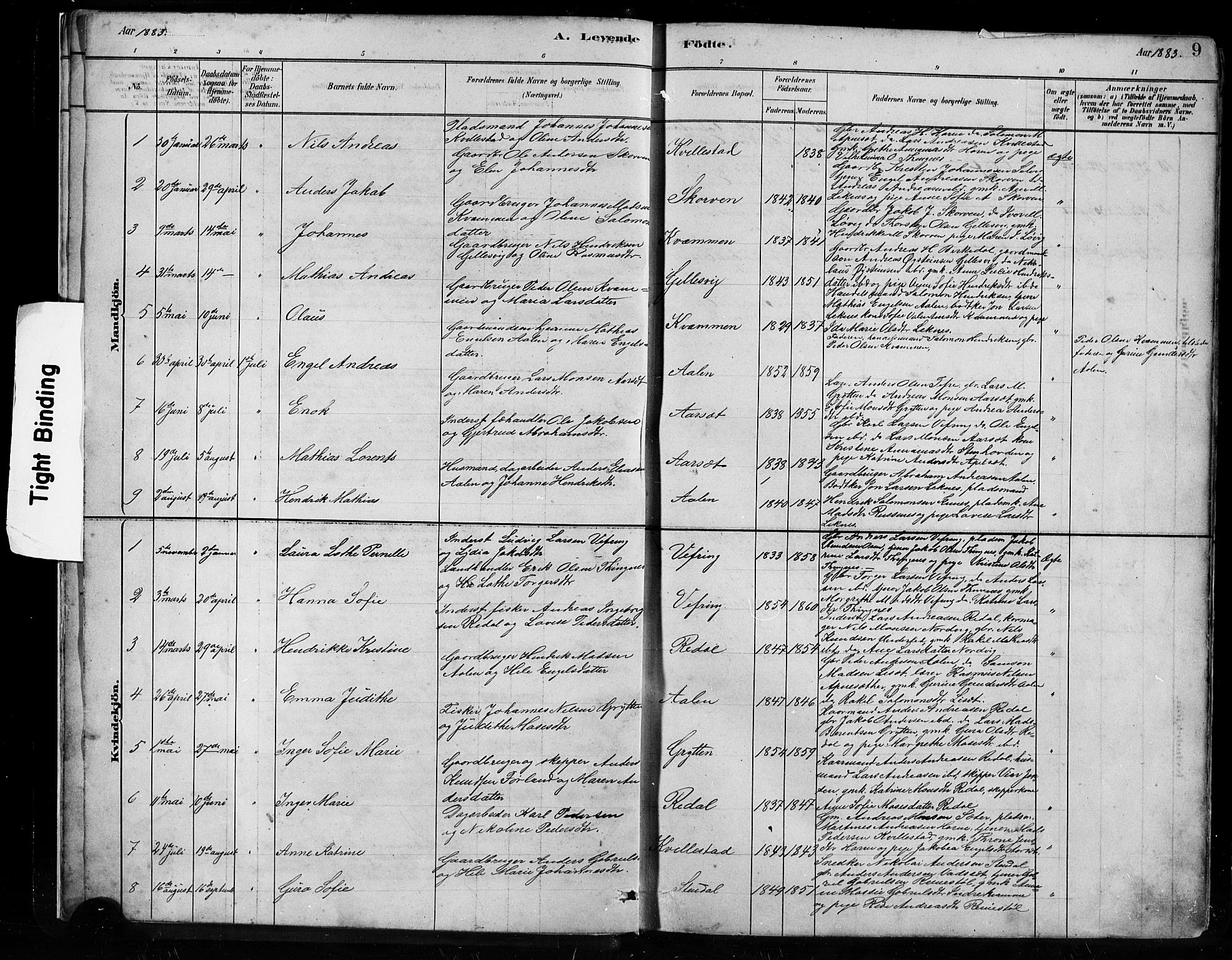 Førde sokneprestembete, SAB/A-79901/H/Hab/Habe/L0001: Parish register (copy) no. E 1, 1881-1920, p. 9