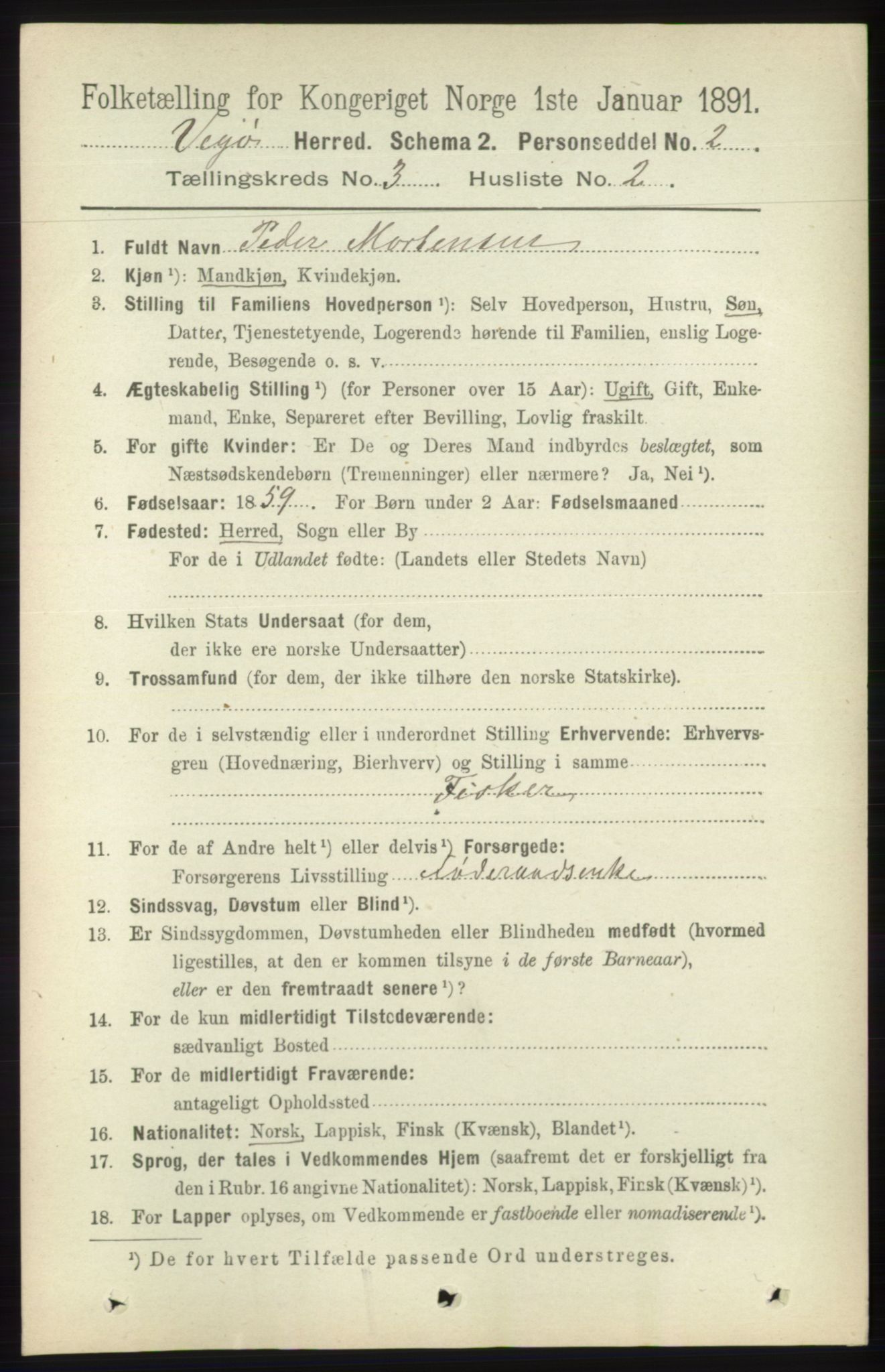 RA, 1891 census for 1815 Vega, 1891, p. 932