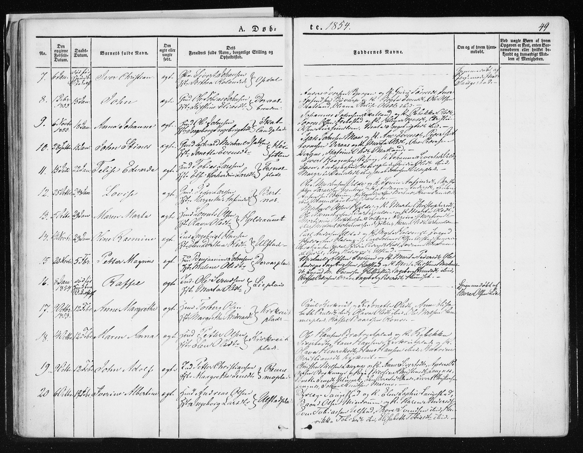 Ministerialprotokoller, klokkerbøker og fødselsregistre - Nord-Trøndelag, SAT/A-1458/741/L0393: Parish register (official) no. 741A07, 1849-1863, p. 49