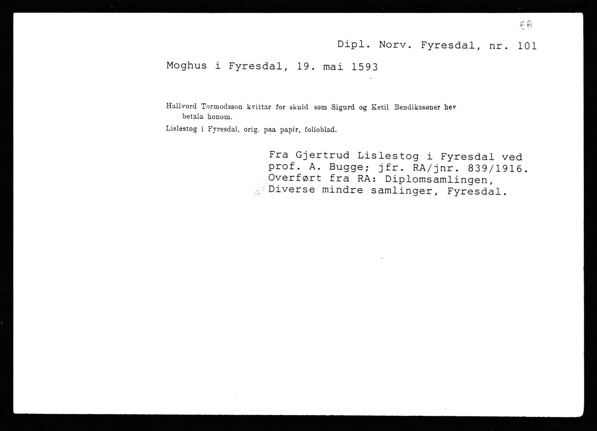 Riksarkivets diplomsamling, AV/RA-EA-5965/F35/F35b/L0004: Riksarkivets diplomer, seddelregister, 1593-1600, p. 27