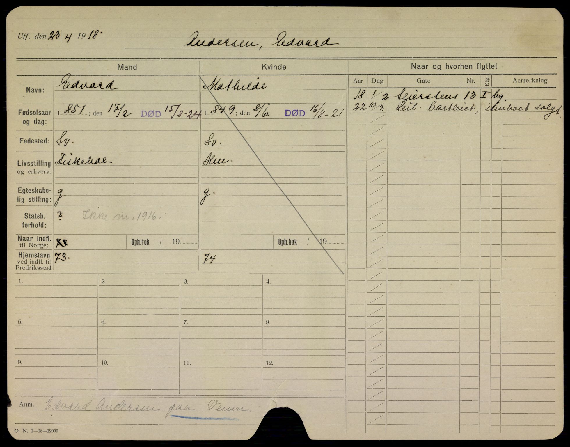 Fredrikstad folkeregister, AV/SAO-A-10481/G/L0001: Døde, 1924-1927, p. 5