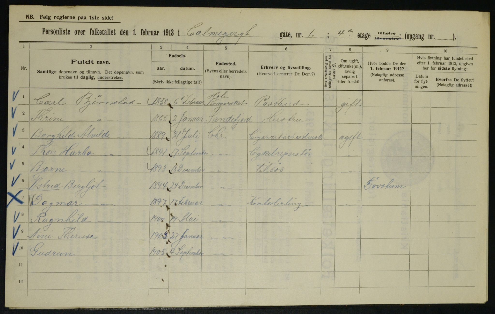 OBA, Municipal Census 1913 for Kristiania, 1913, p. 11408