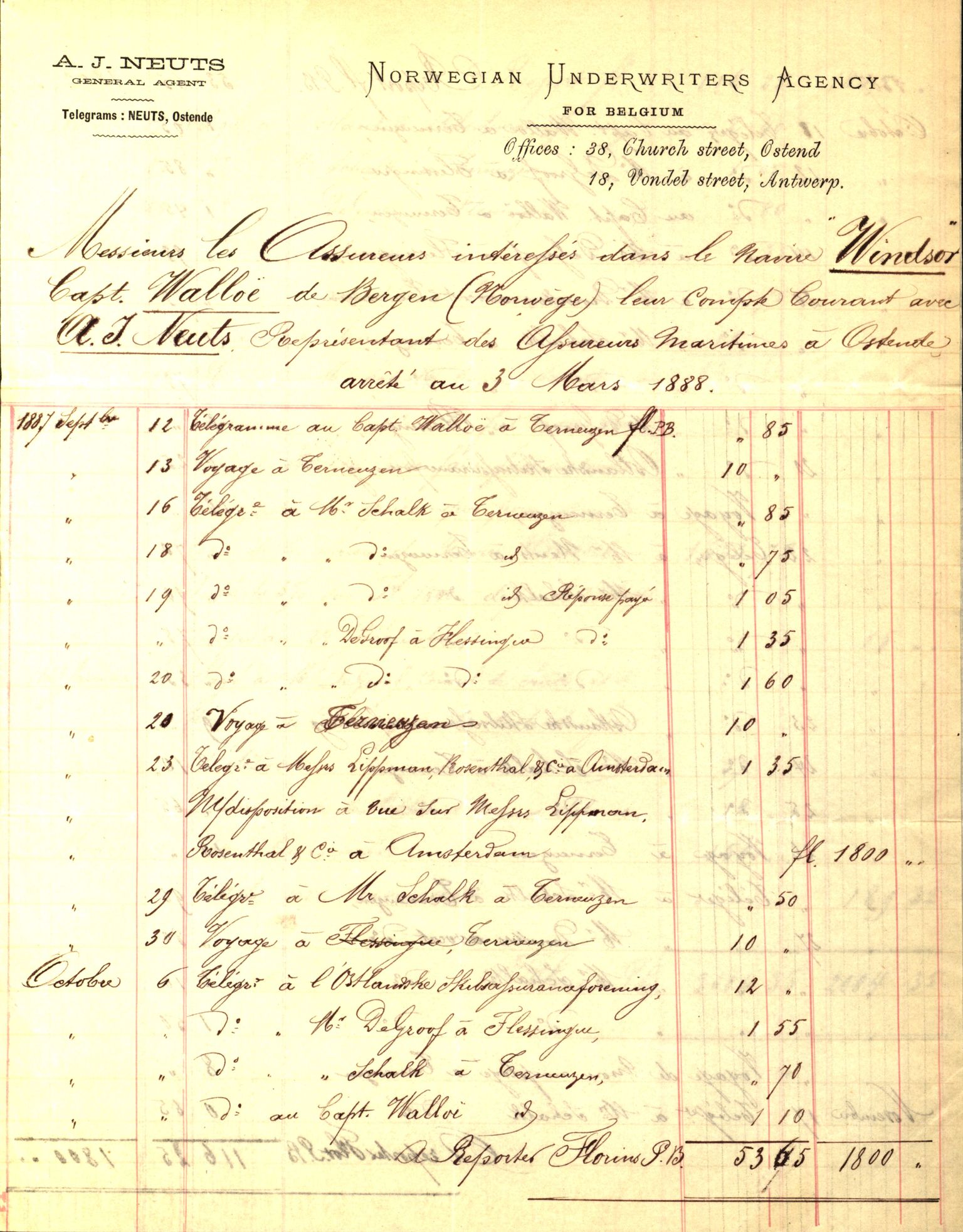 Pa 63 - Østlandske skibsassuranceforening, VEMU/A-1079/G/Ga/L0020/0004: Havaridokumenter / Windsor, Thirza, Treport, 1887, p. 85