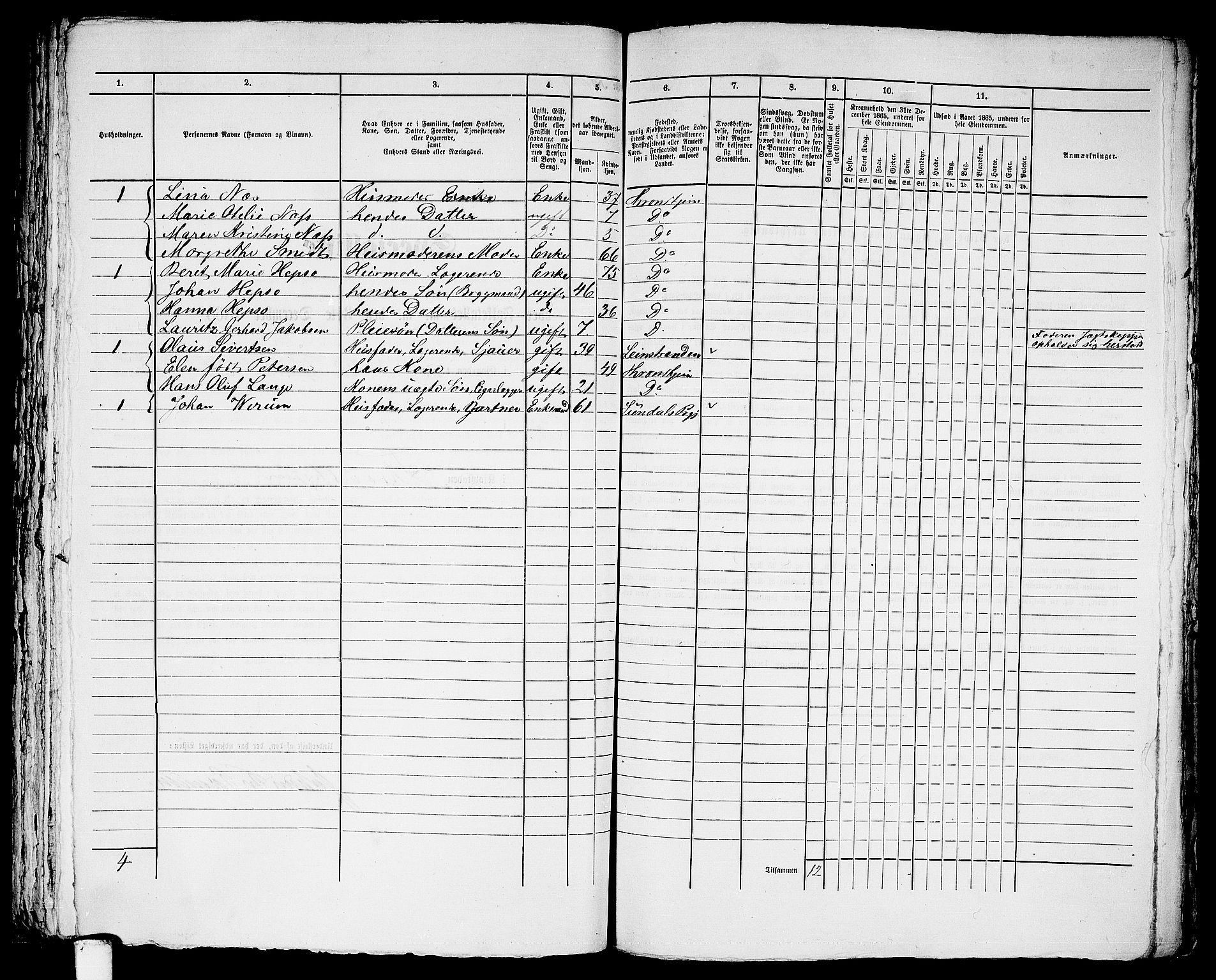 RA, 1865 census for Trondheim, 1865, p. 2465