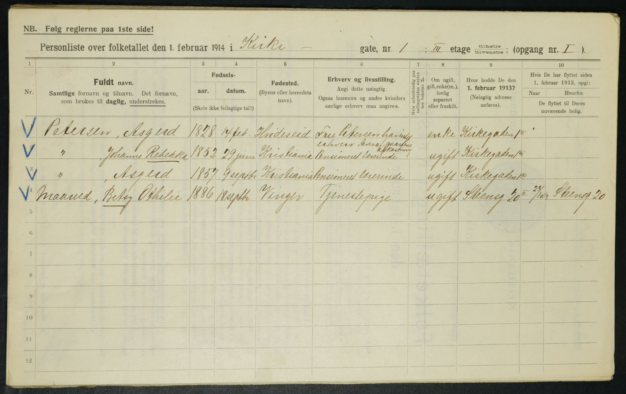 OBA, Municipal Census 1914 for Kristiania, 1914, p. 49689