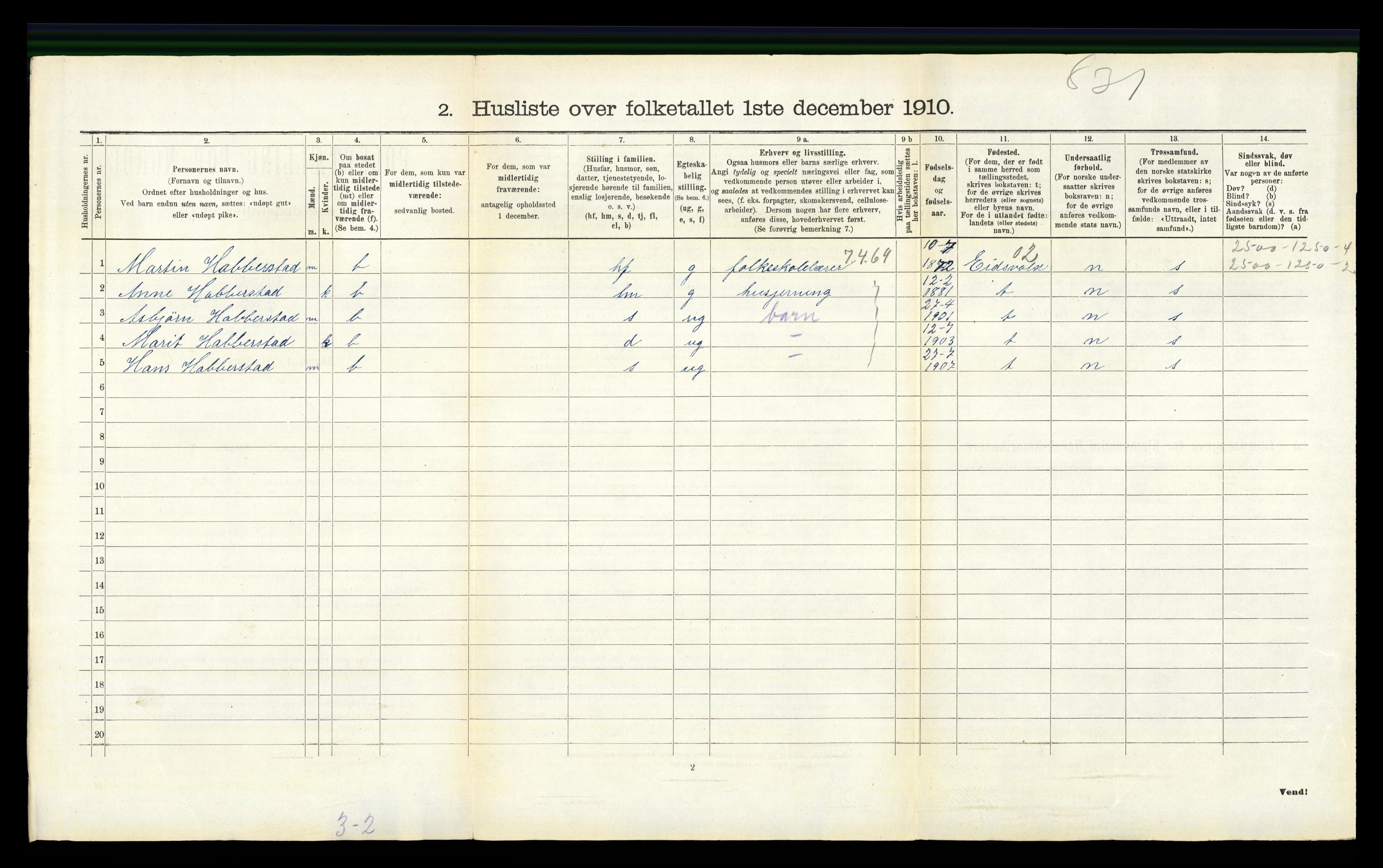 RA, 1910 census for Ullensaker, 1910, p. 354