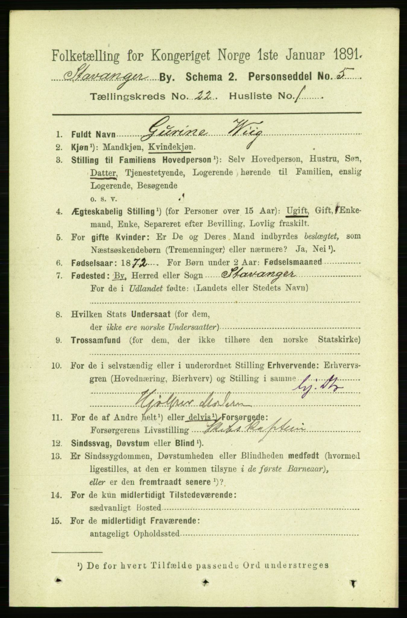 RA, 1891 census for 1103 Stavanger, 1891, p. 24120