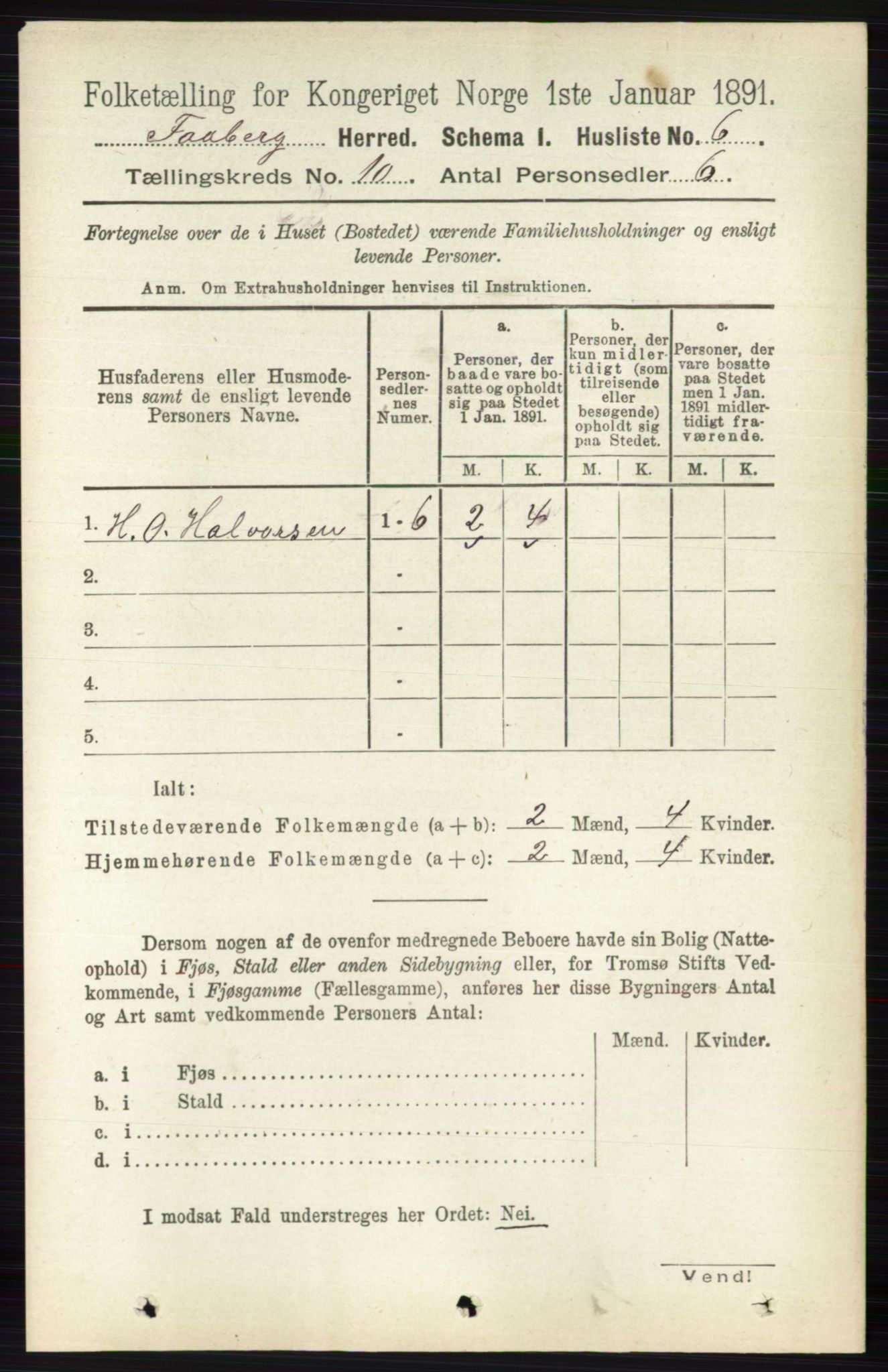 RA, 1891 census for 0524 Fåberg, 1891, p. 4044