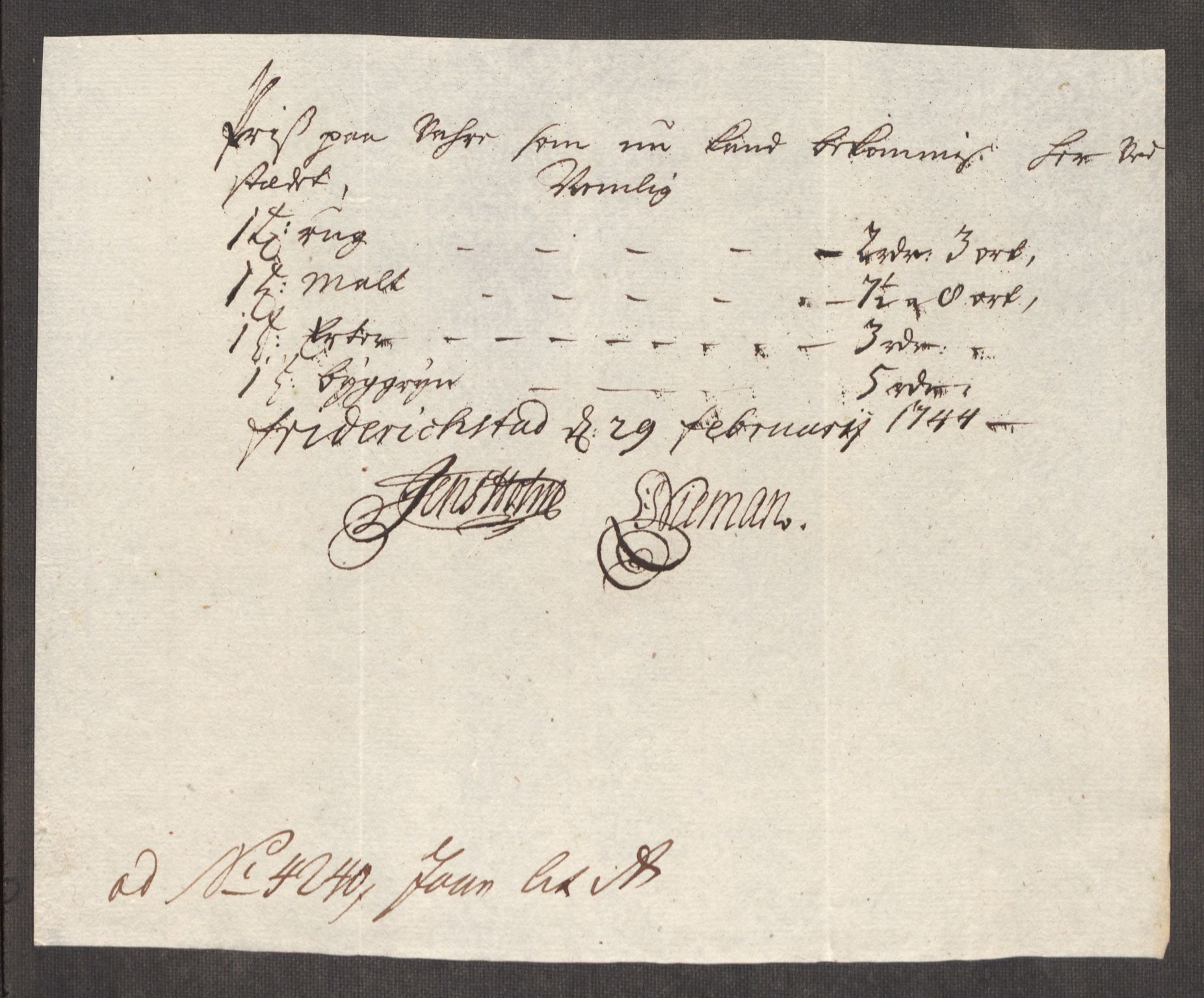 Rentekammeret inntil 1814, Realistisk ordnet avdeling, AV/RA-EA-4070/Oe/L0002: [Ø1]: Priskuranter, 1740-1744, p. 833