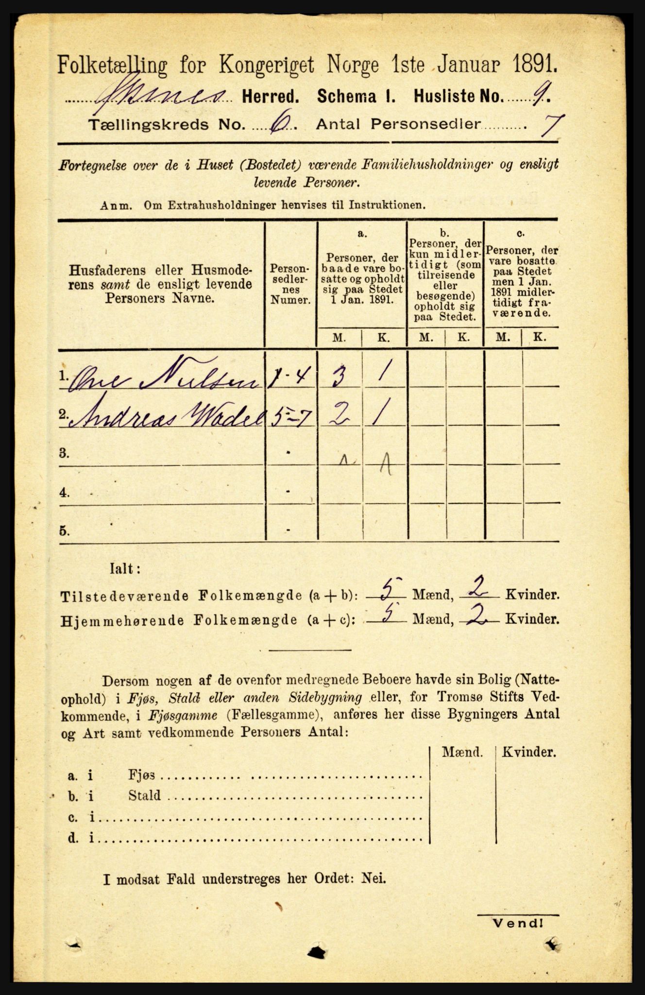 RA, 1891 census for 1868 Øksnes, 1891, p. 2514