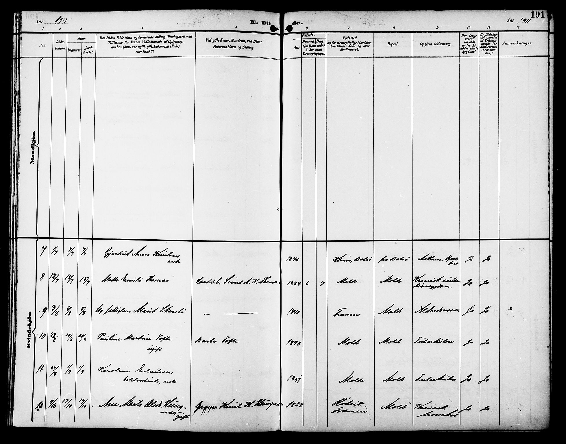 Ministerialprotokoller, klokkerbøker og fødselsregistre - Møre og Romsdal, AV/SAT-A-1454/558/L0702: Parish register (copy) no. 558C03, 1894-1915, p. 191